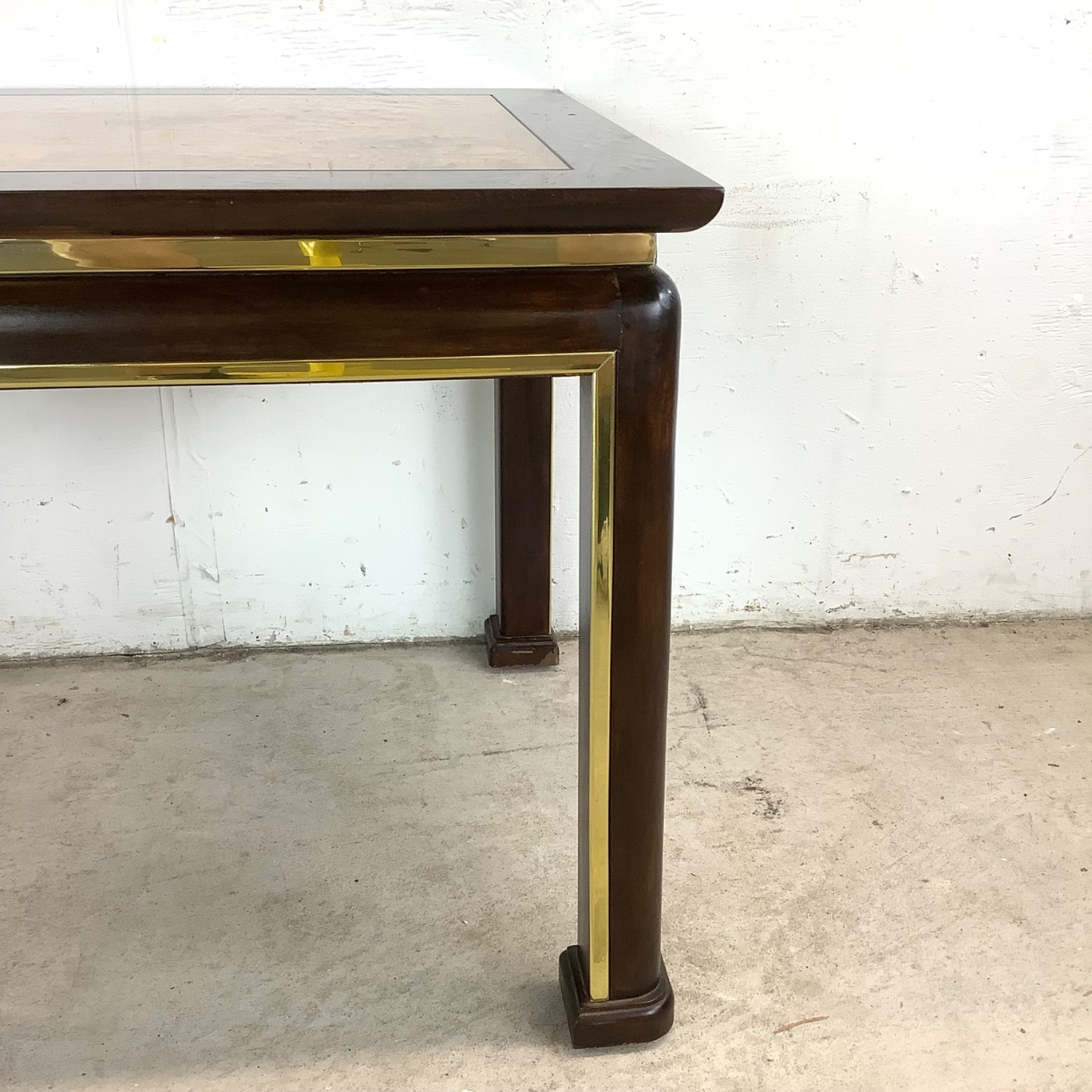 Mid-Century Burl Wood & Brass Inlay End Table - image-6