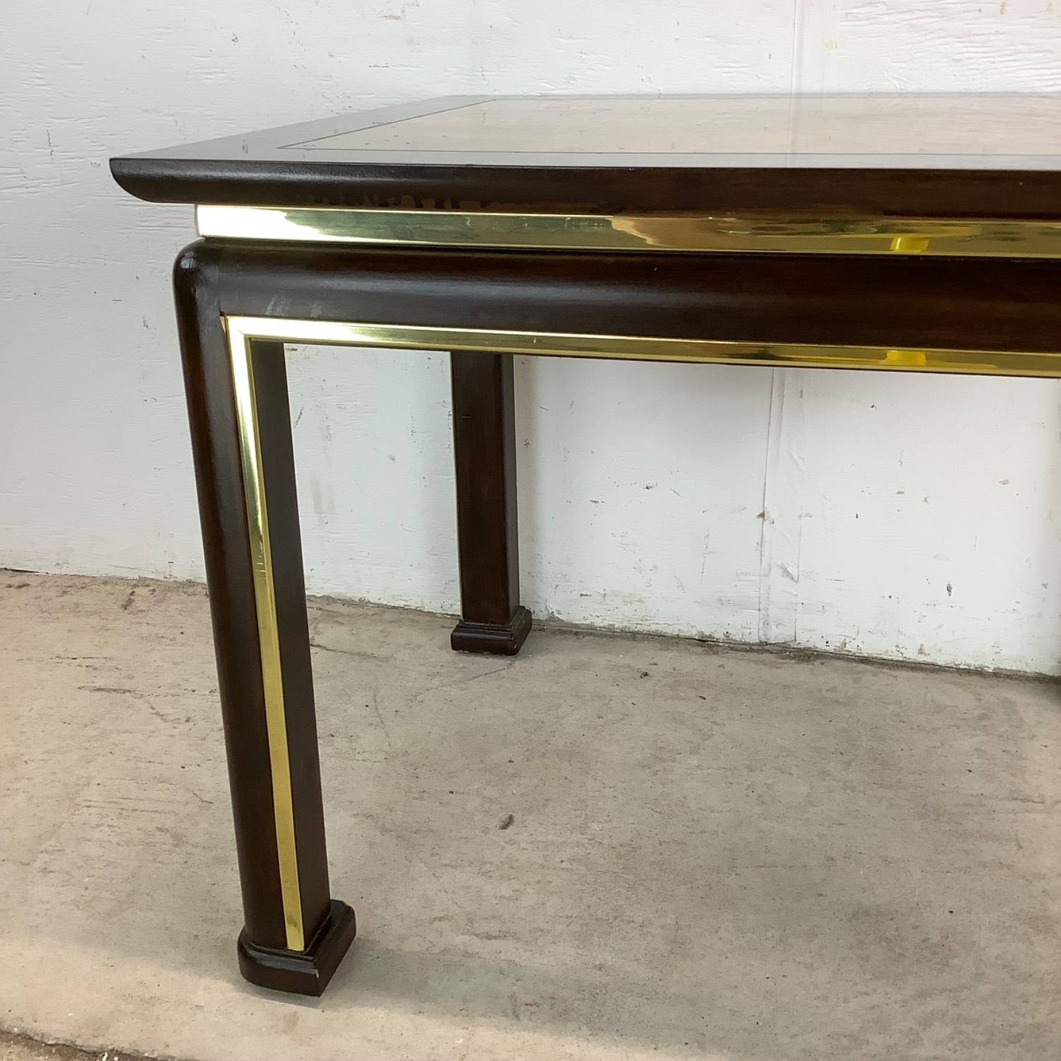 Mid-Century Burl Wood & Brass Inlay End Table - image-17