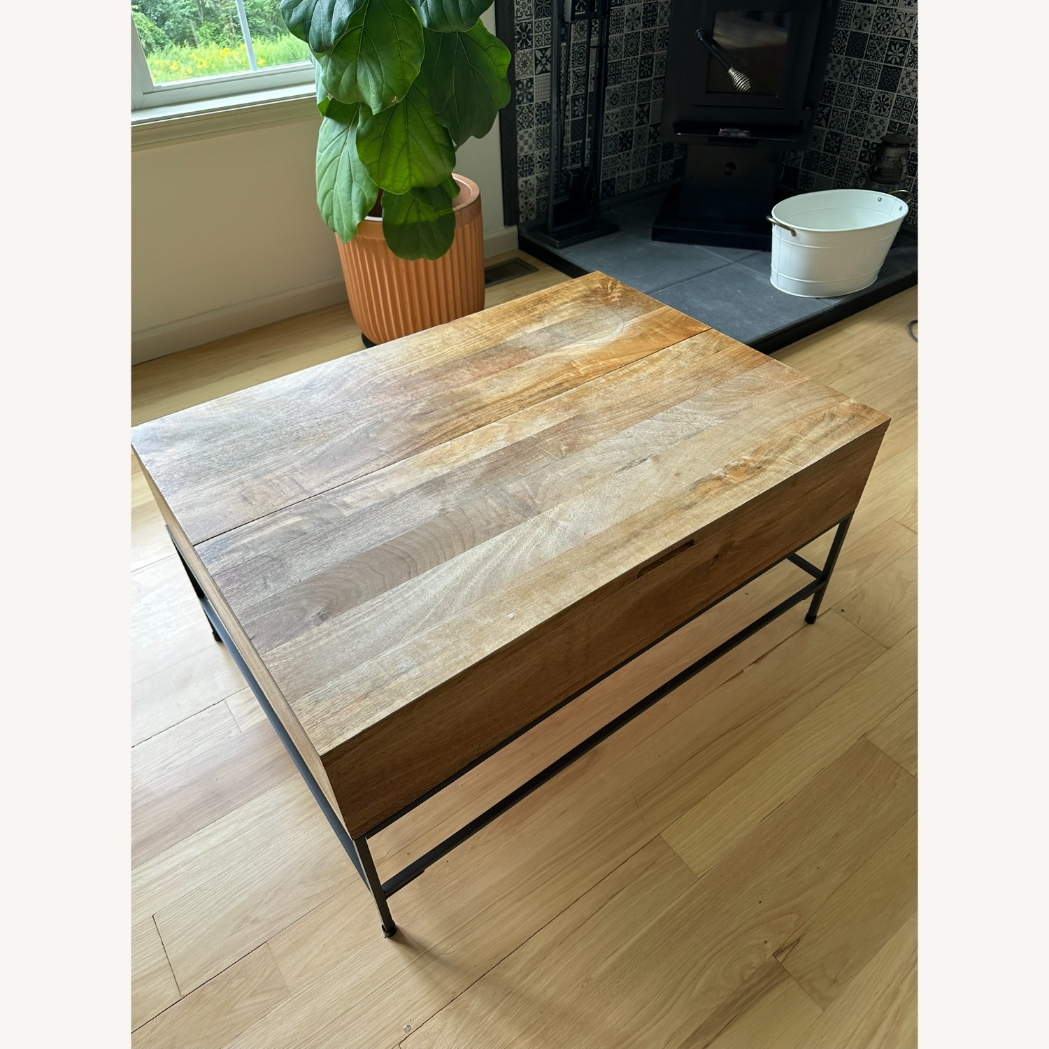 West Elm Industrial Table with Pop-Up Top - image-3