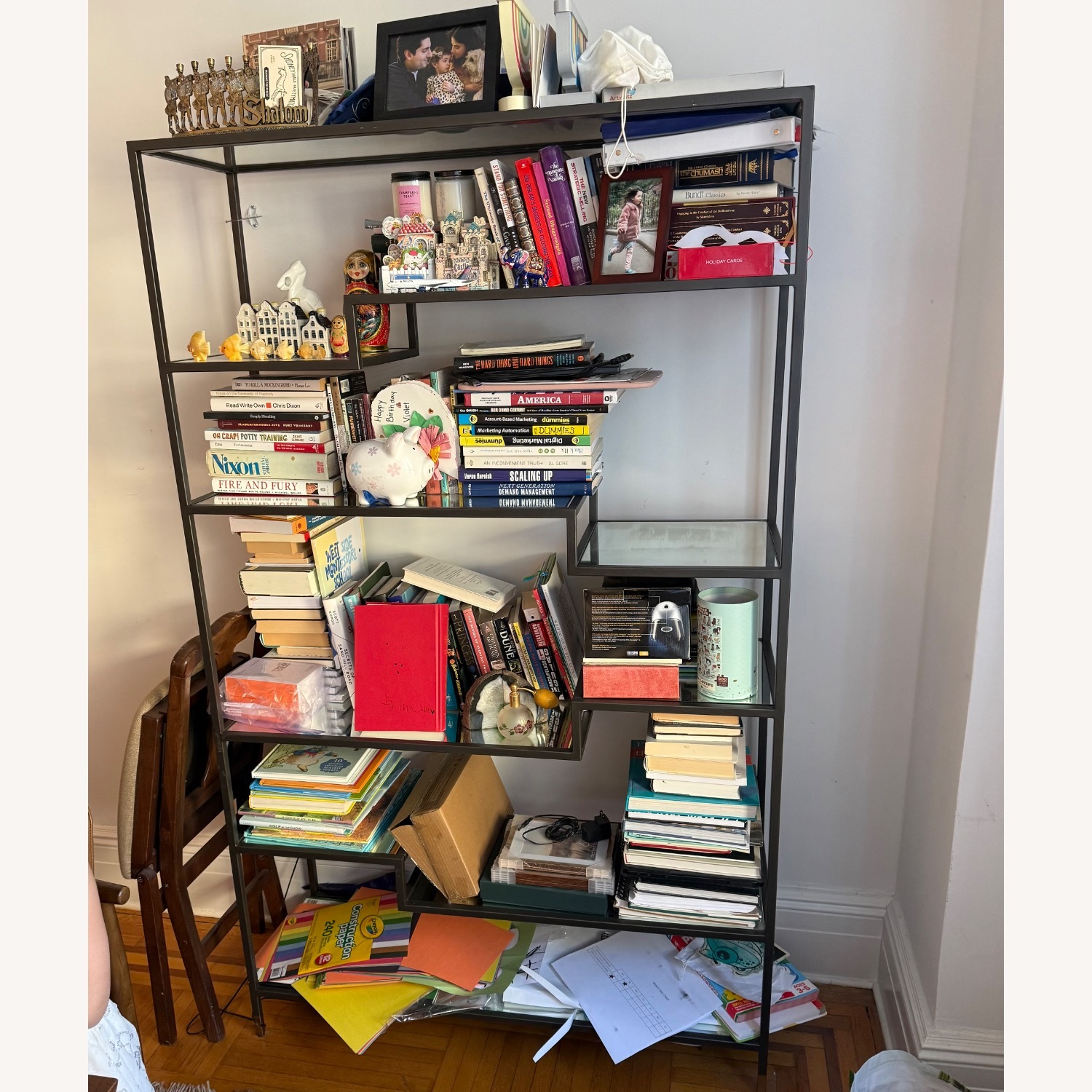 West Elm Tiered Tower Mirrored Bookshelf - image-1