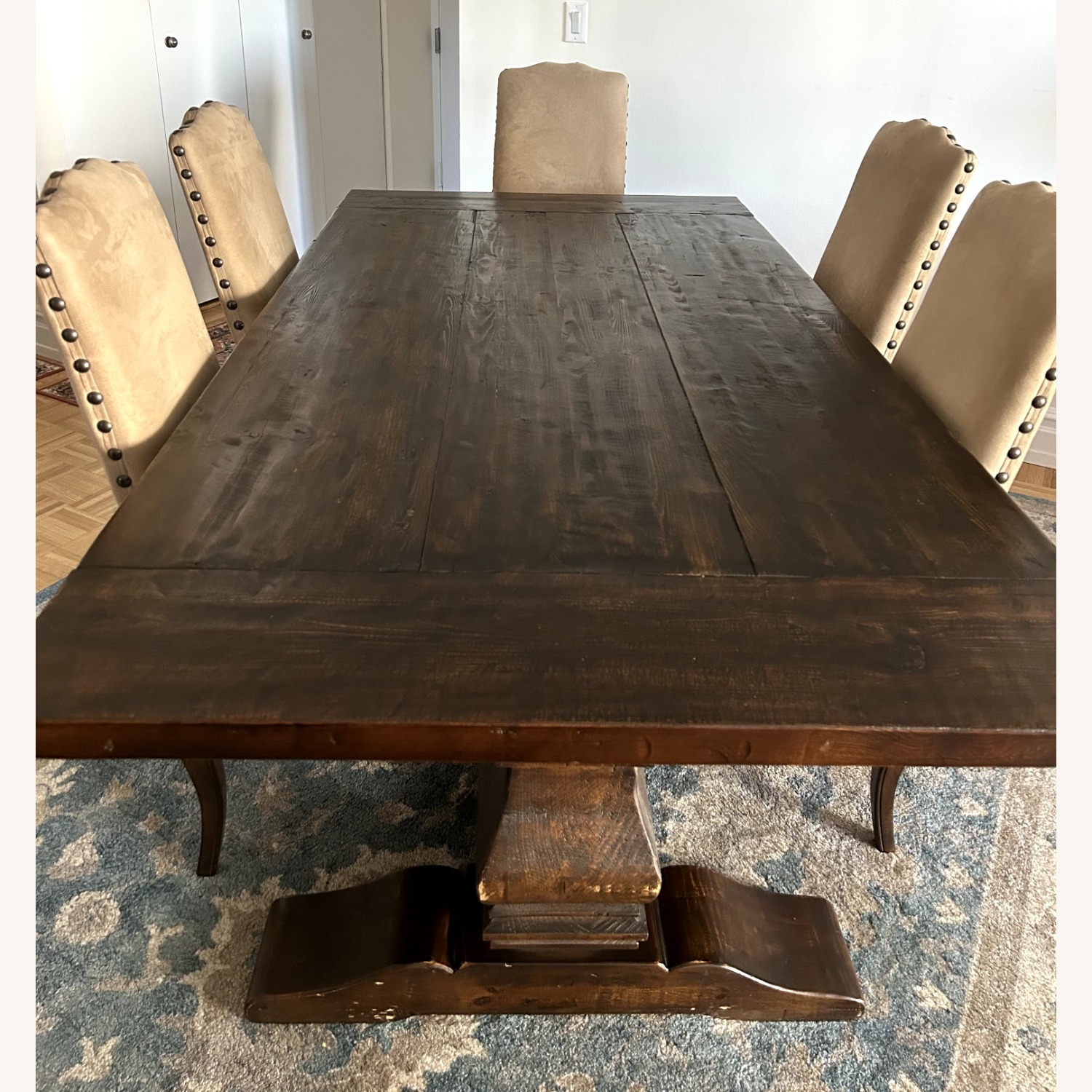 Restoration Hardware Trestle Dining Table and Chairs - image-1