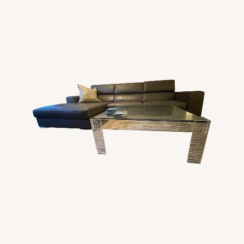 Used Calligaris Custom Taupe-Grey Leather Sectional for sale on AptDeco