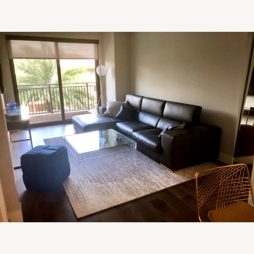 Used Calligaris Custom Taupe-Grey Leather Sectional for sale on AptDeco
