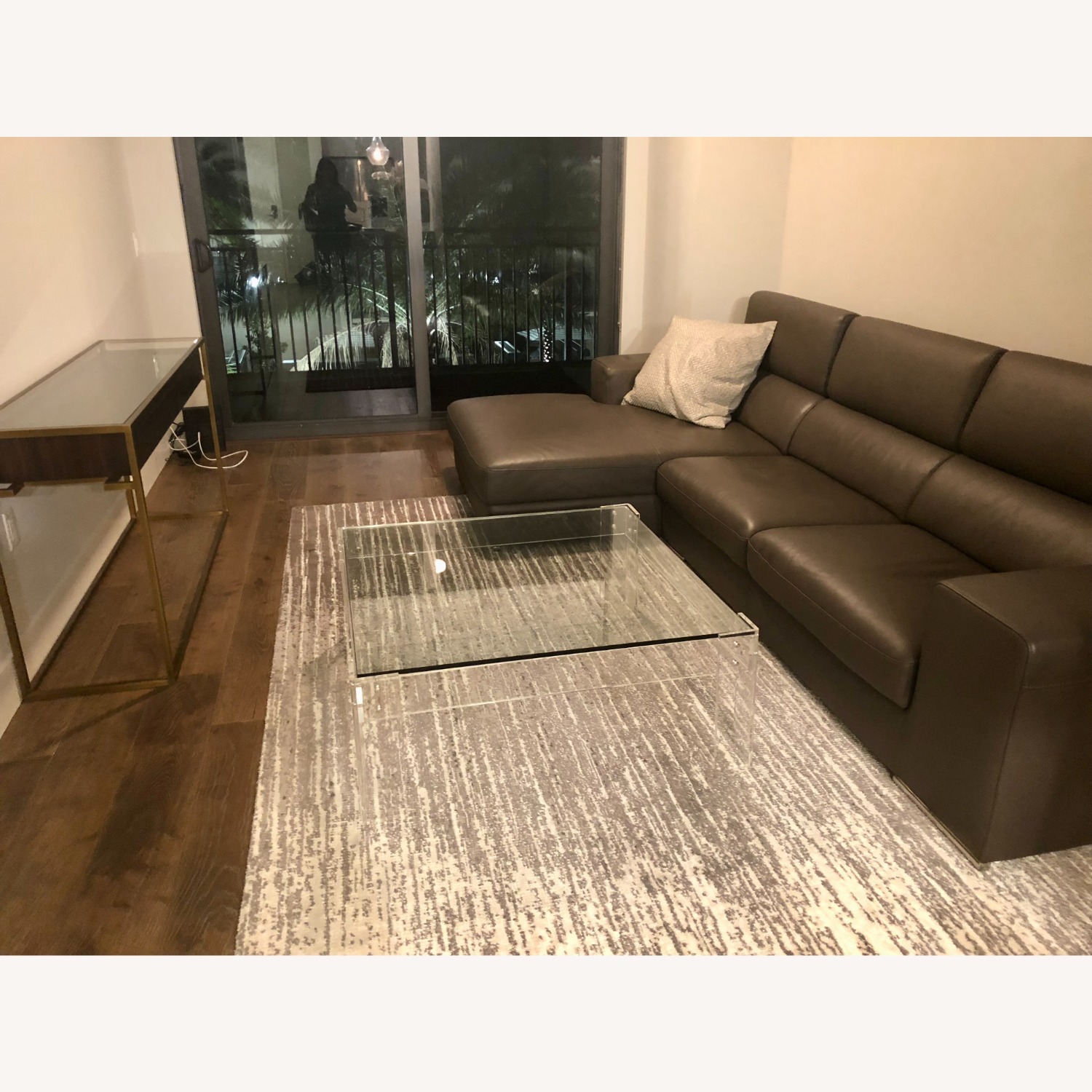 Calligaris Custom Taupe-Grey Leather Sectional - image-2
