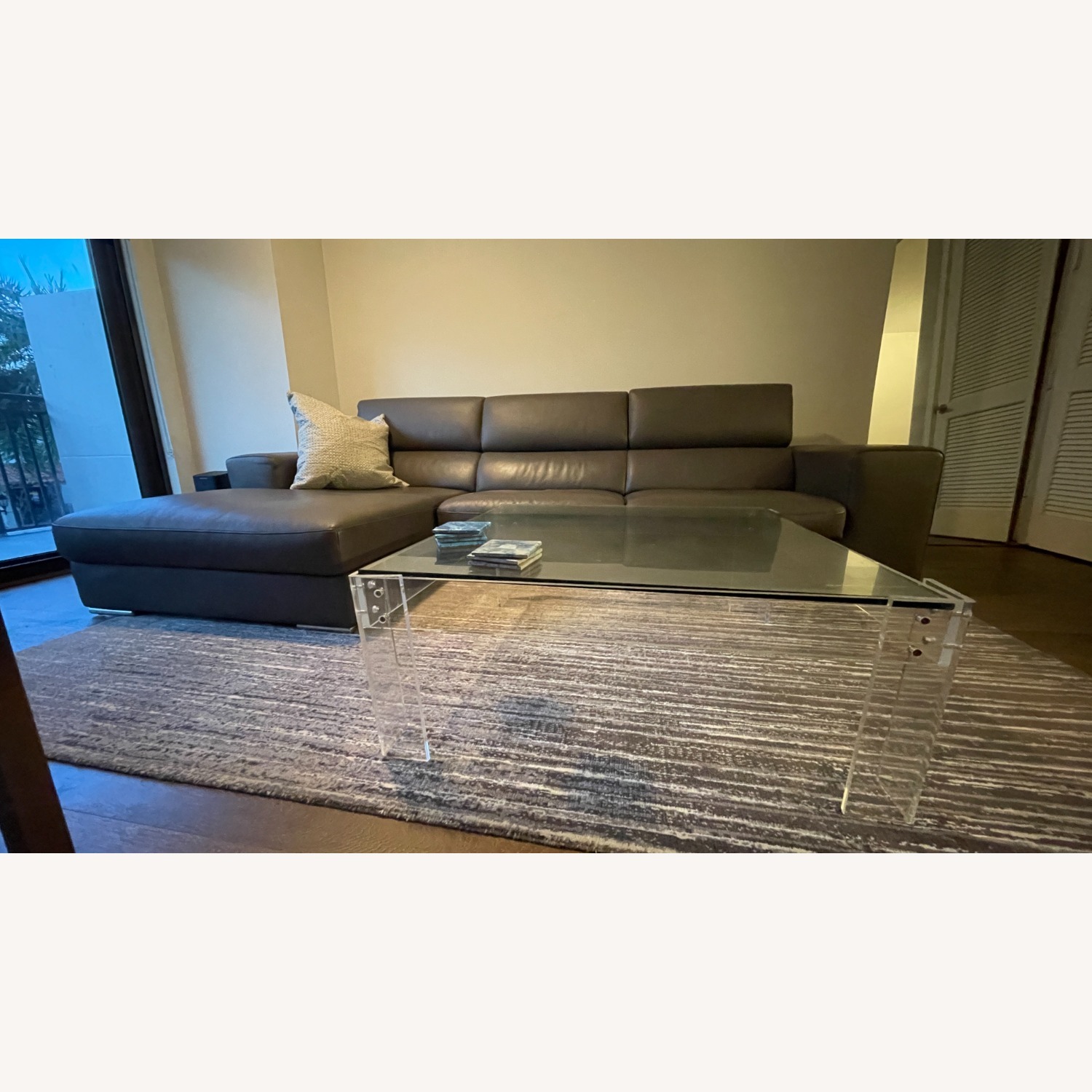 Calligaris Custom Taupe-Grey Leather Sectional - image-4