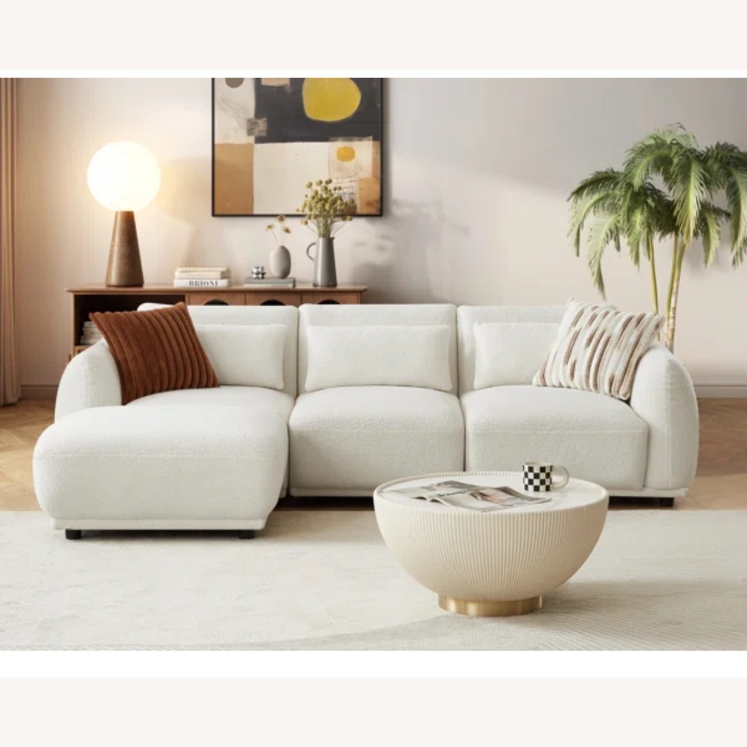 Wayfair White Teddy Wool 3 sectional - image-1