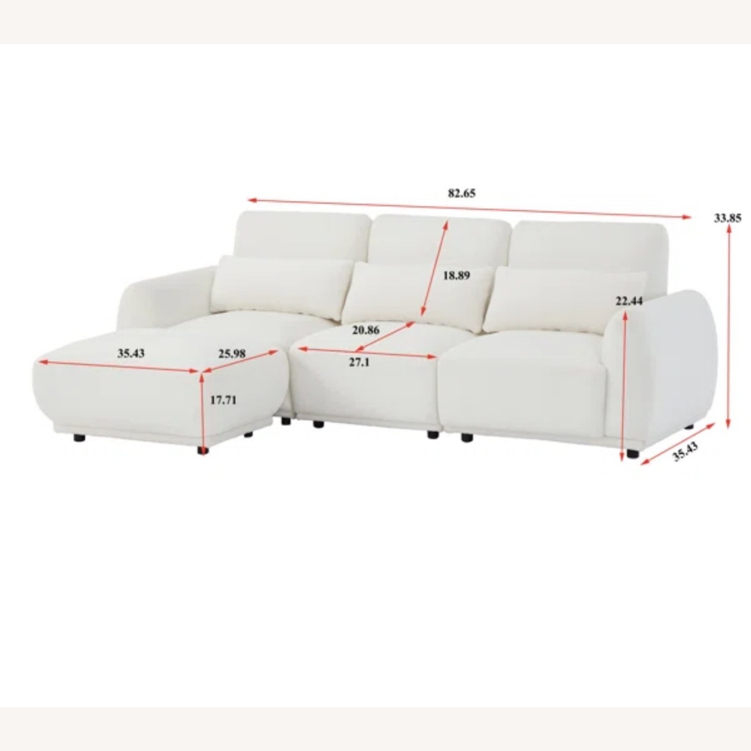 Wayfair White Teddy Wool 3 sectional - image-2