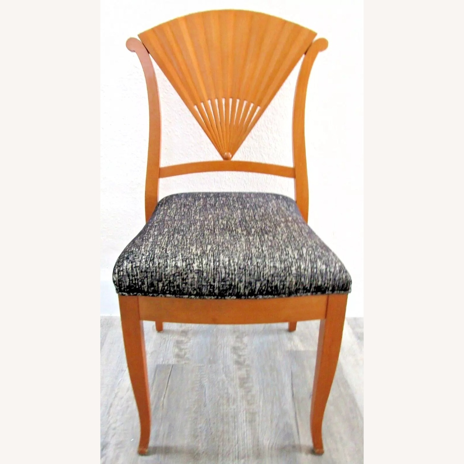 1960s Wood Carved Fan Upholstered Side Chair - image-1