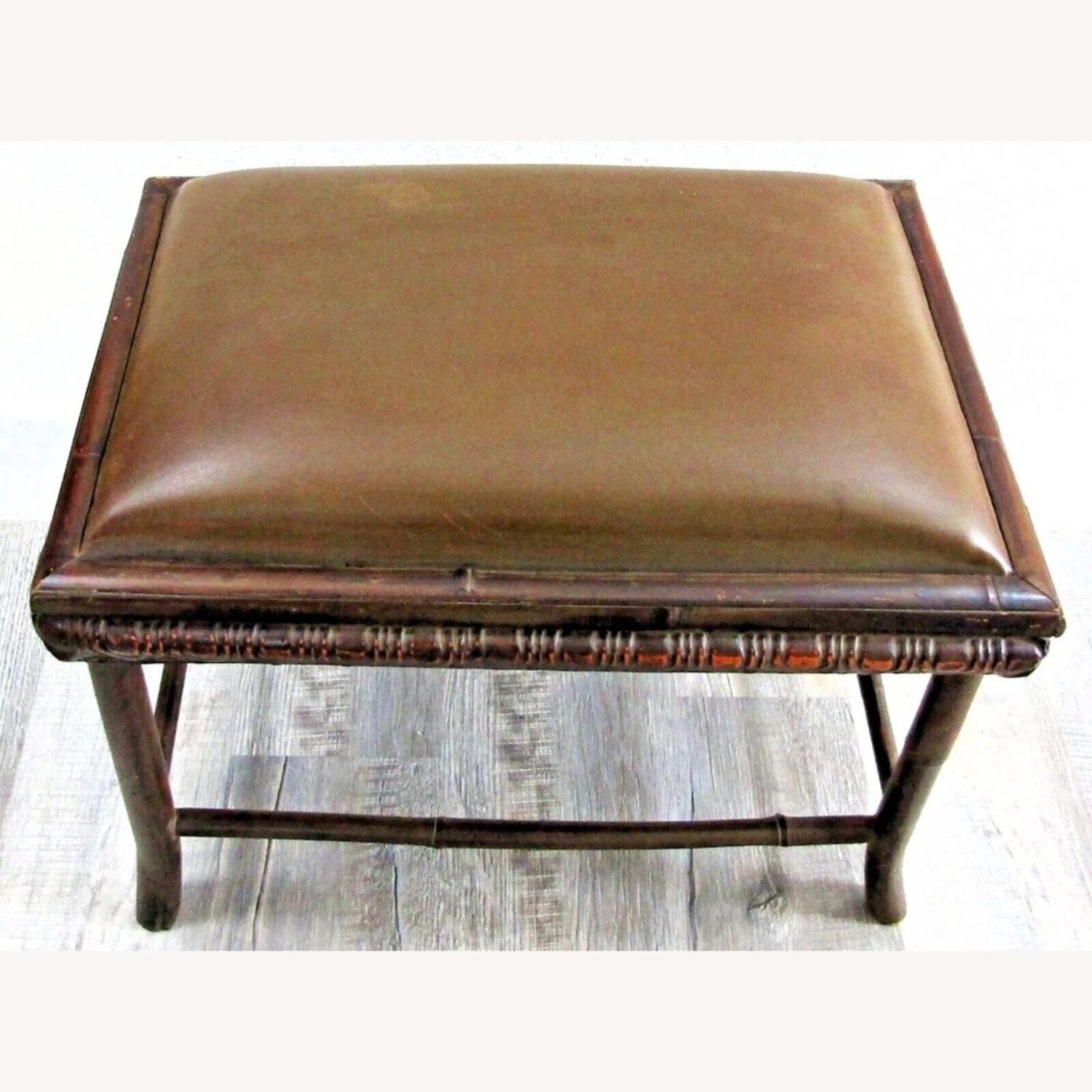 Vintage Rattan Upholstered Bench 24" Long - image-2