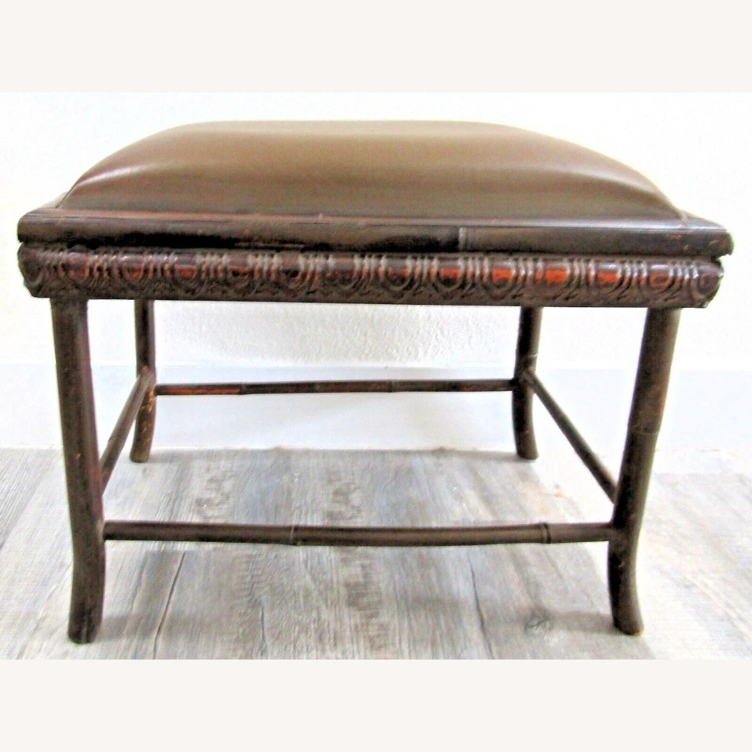 Vintage Rattan Upholstered Bench 24" Long - image-3