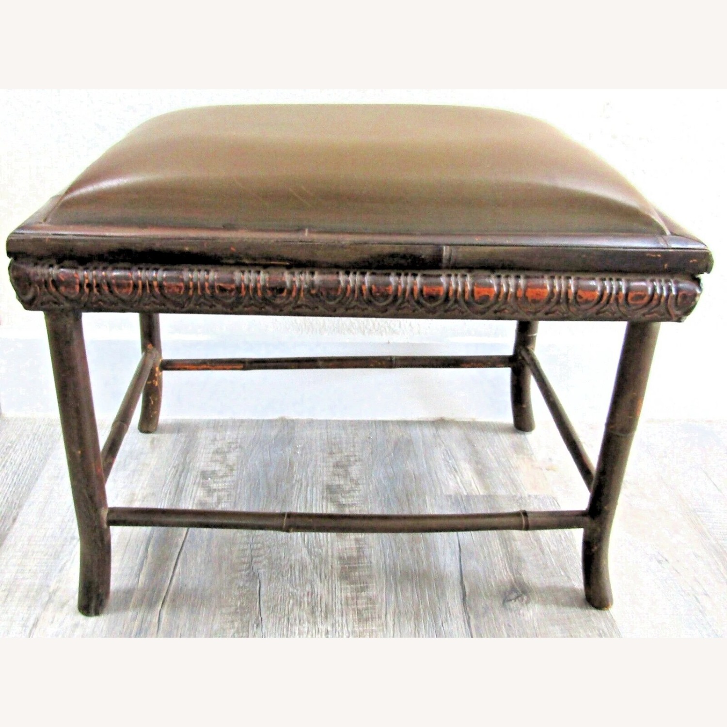 Vintage Rattan Upholstered Bench 24" Long - image-1