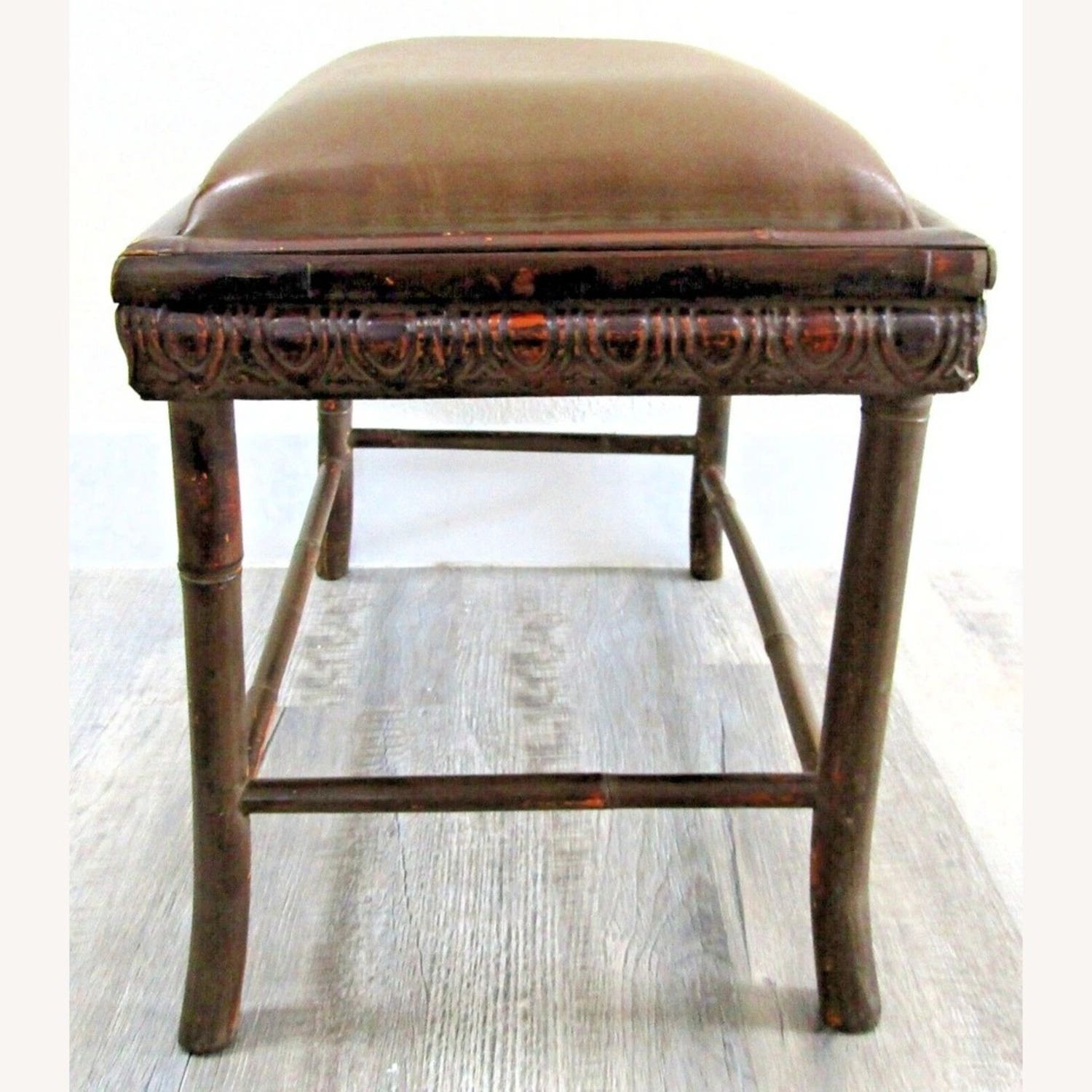 Vintage Rattan Upholstered Bench 24" Long - image-6