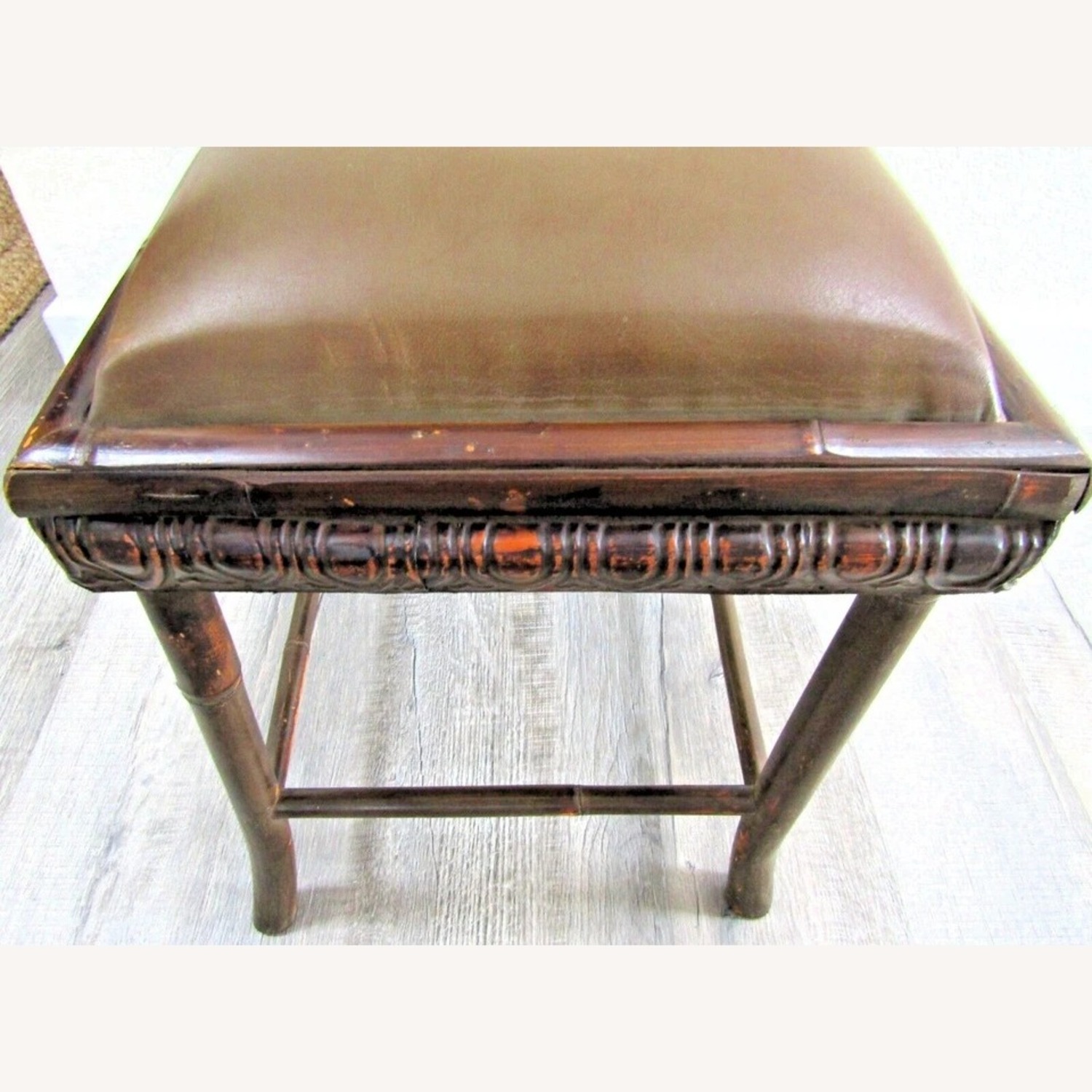 Vintage Rattan Upholstered Bench 24" Long - image-7