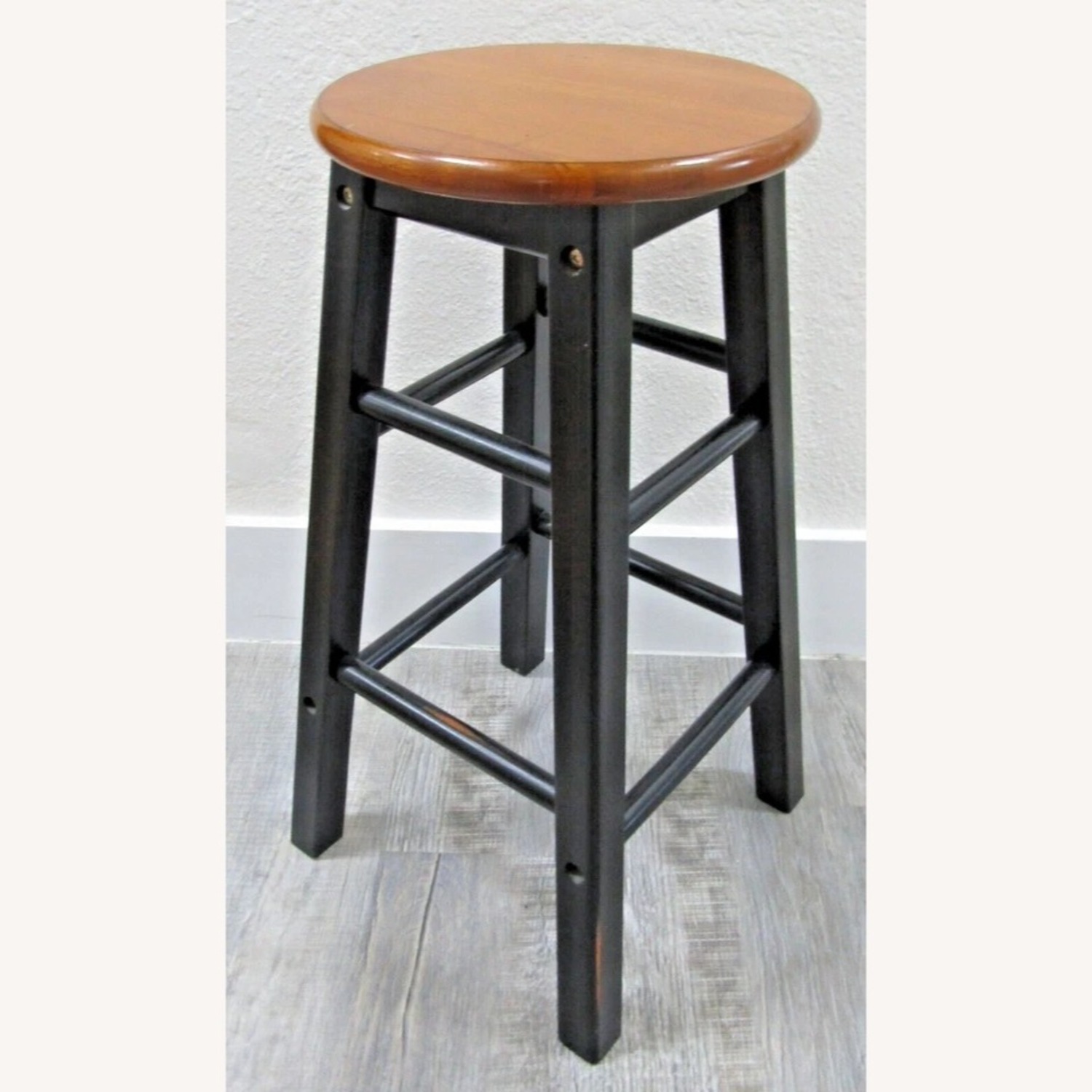 Matched Pair of World Market Black Counter Stools - image-4