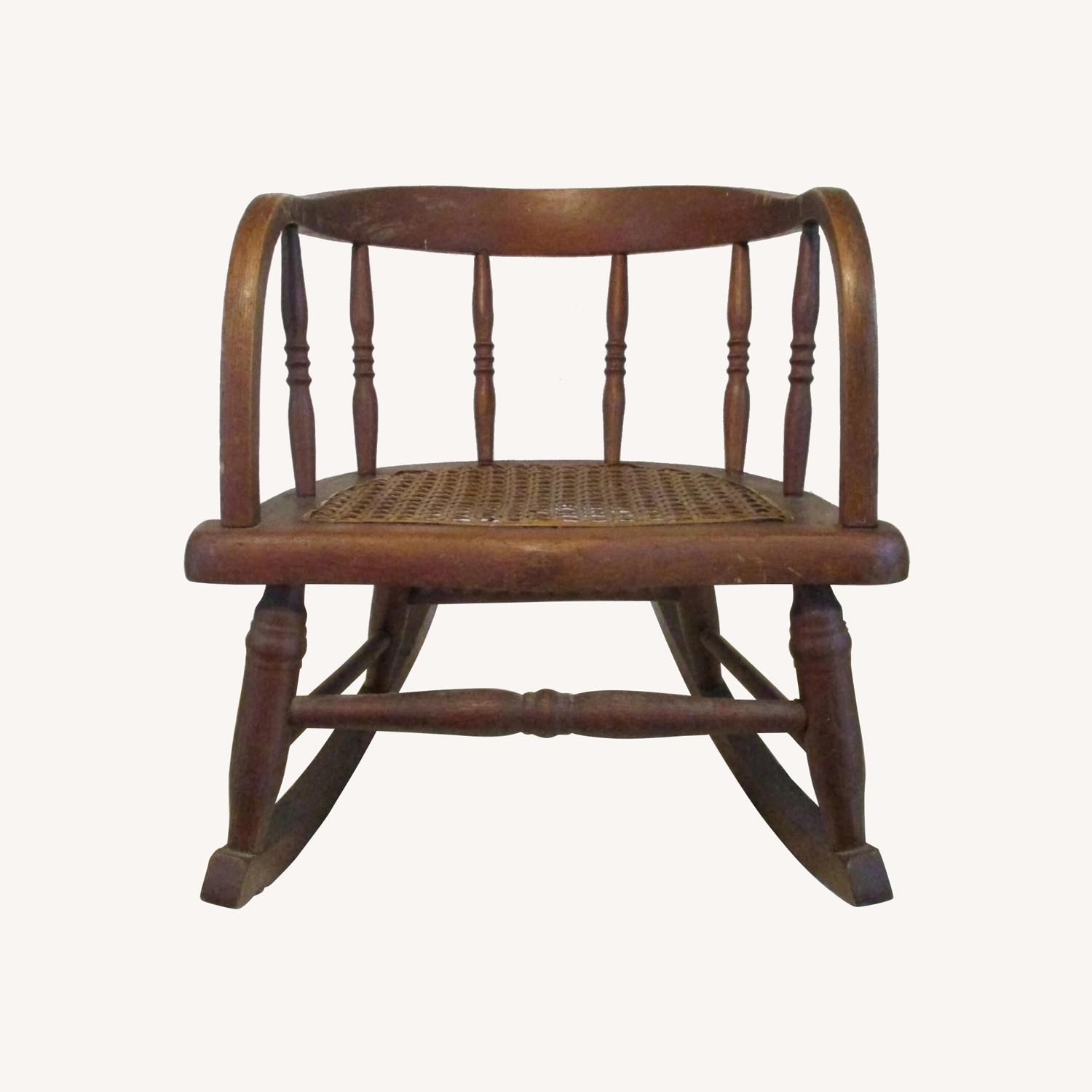 Antique Oak Children's Rocking Chair - image-0