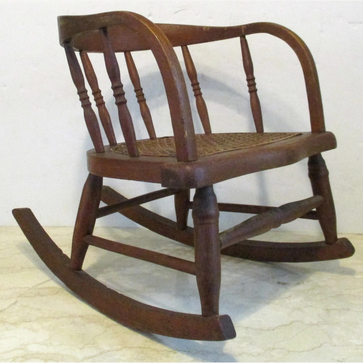 Antique Oak Children's Rocking Chair - image-1