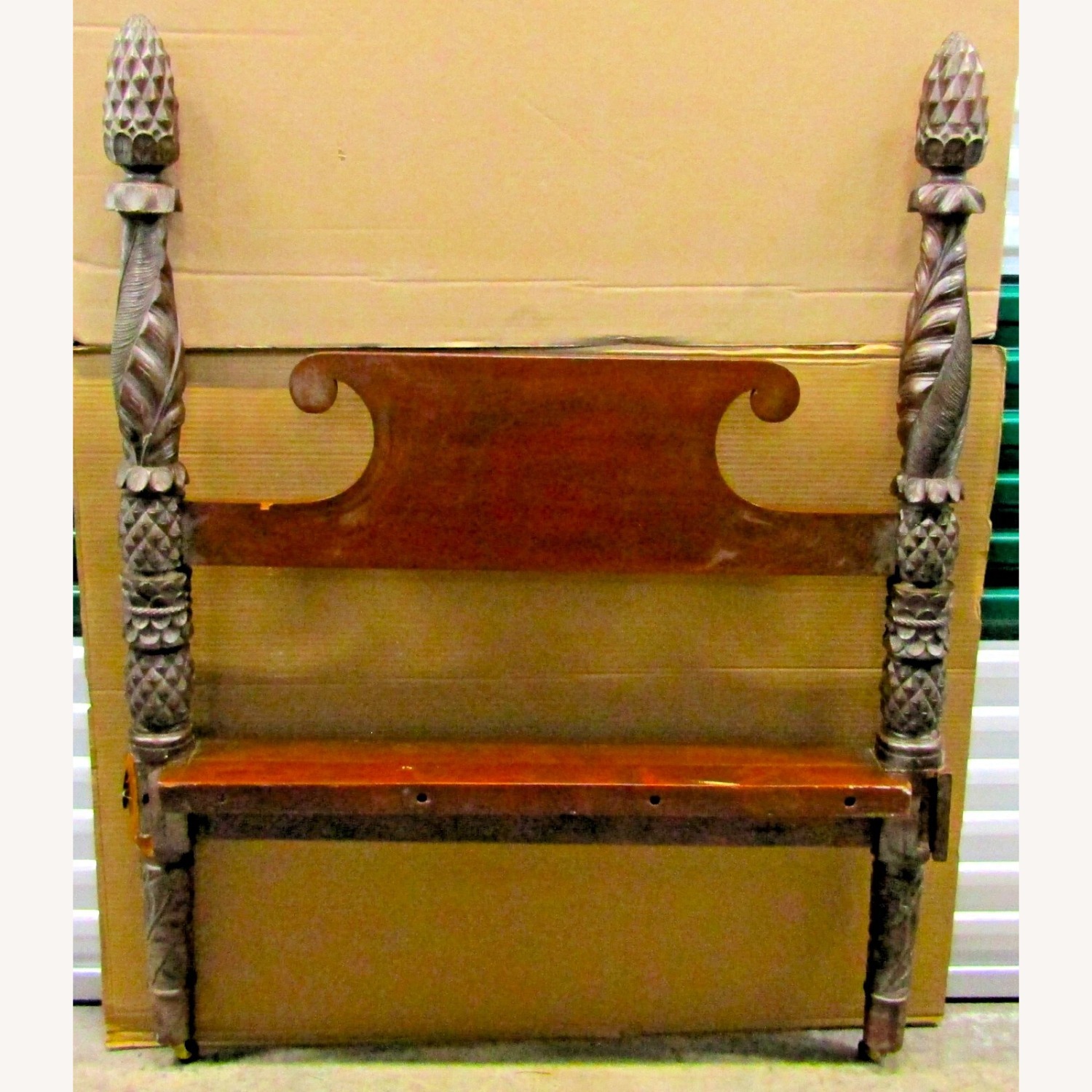 Antique Mahogany Pineapple Acanthus Leaf Headboard - image-1