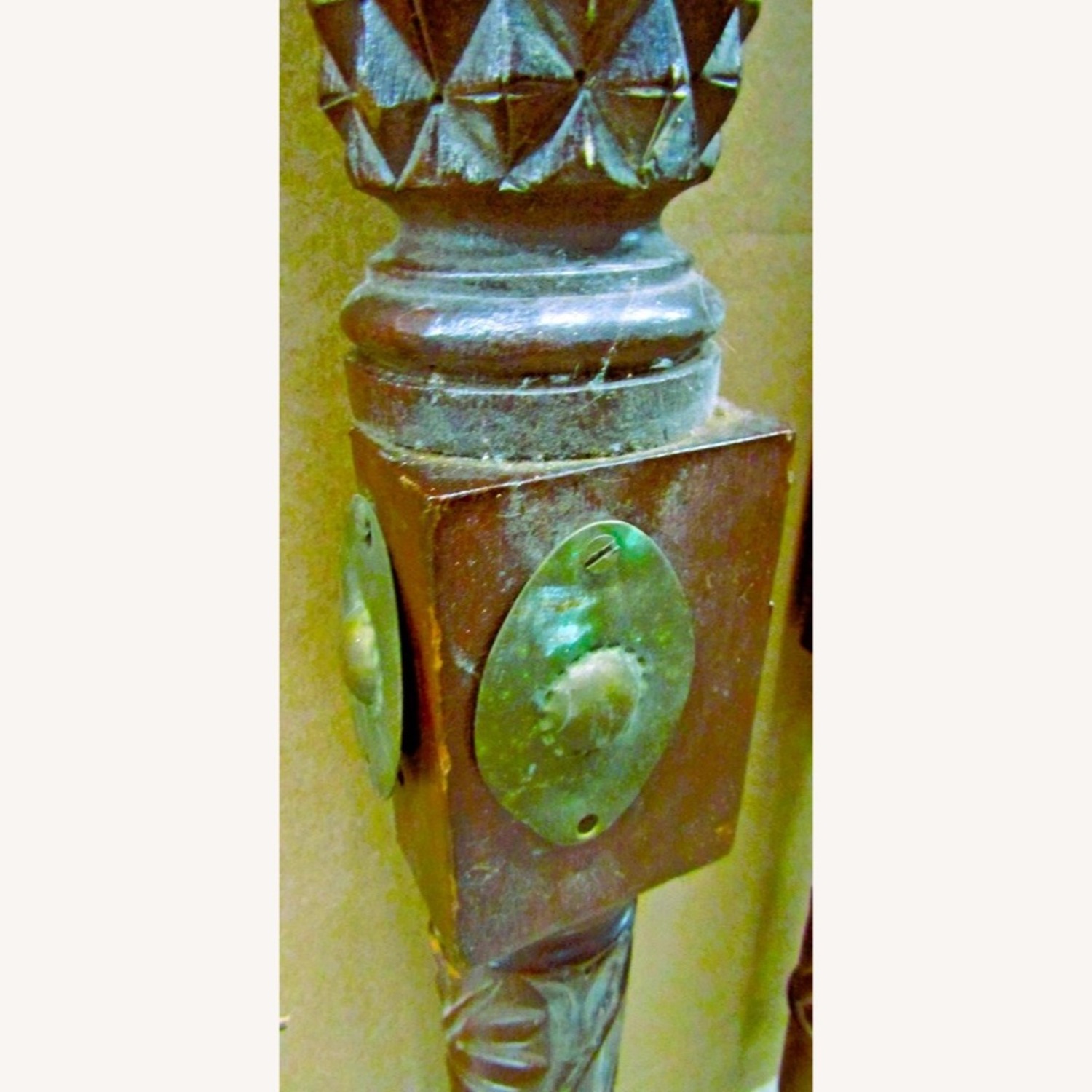 Pair Antique Mahogany Pineapple Acanthus Bed Posts - image-5