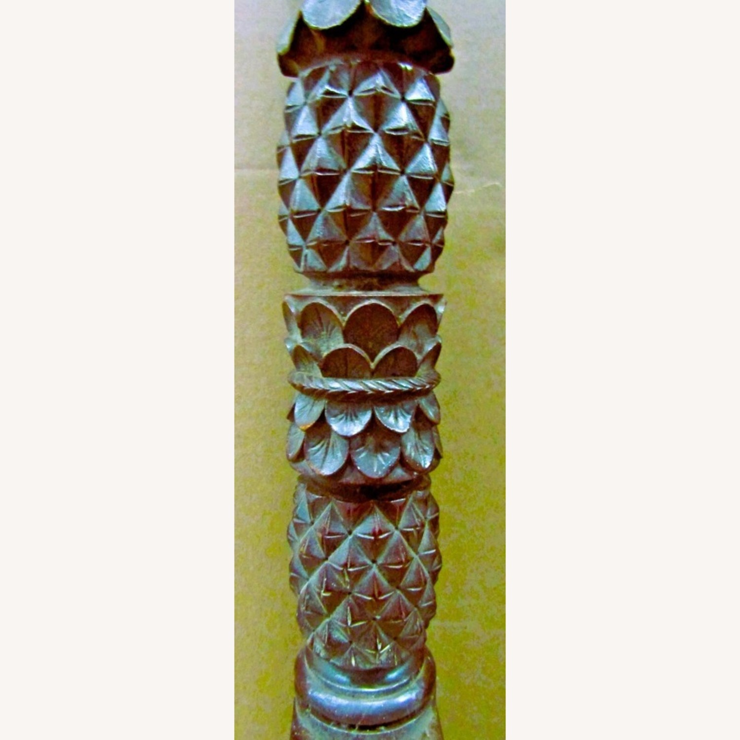 Pair Antique Mahogany Pineapple Acanthus Bed Posts - image-4