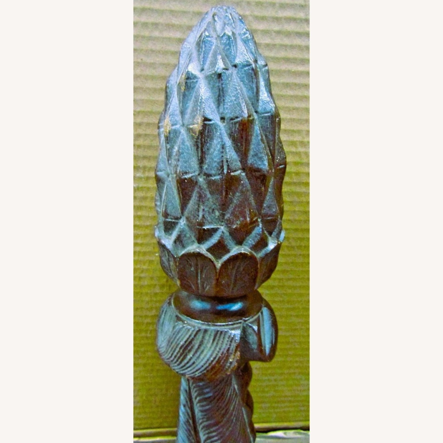 Pair Antique Mahogany Pineapple Acanthus Bed Posts - image-2