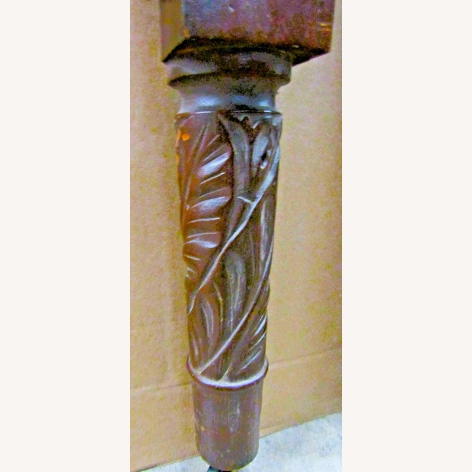 Pair Antique Mahogany Pineapple Acanthus Bed Posts - image-6