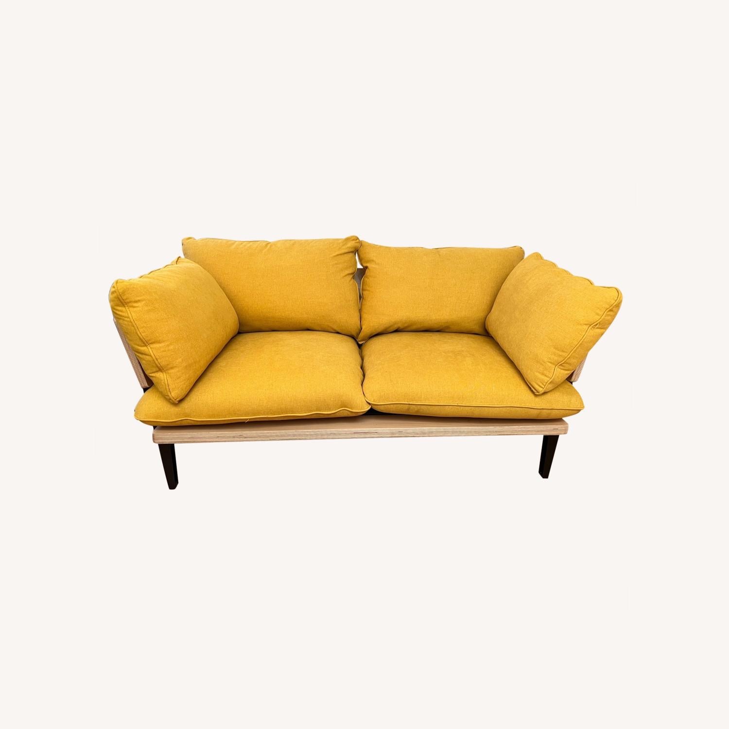 “The Sofa” Saffron Fabric & Real Birch Wood - image-1