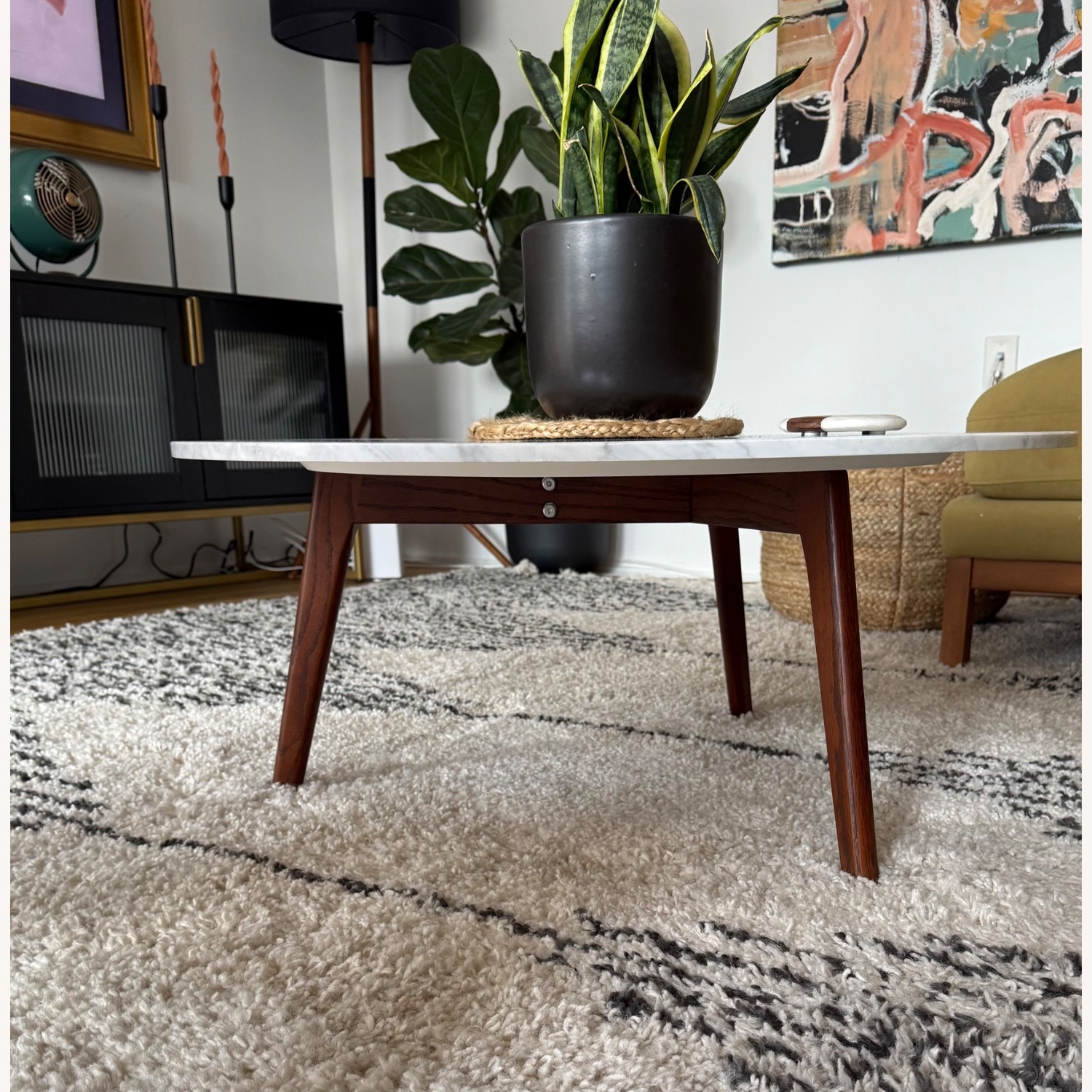 Mara Marble/Walnut Coffee Table - image-1