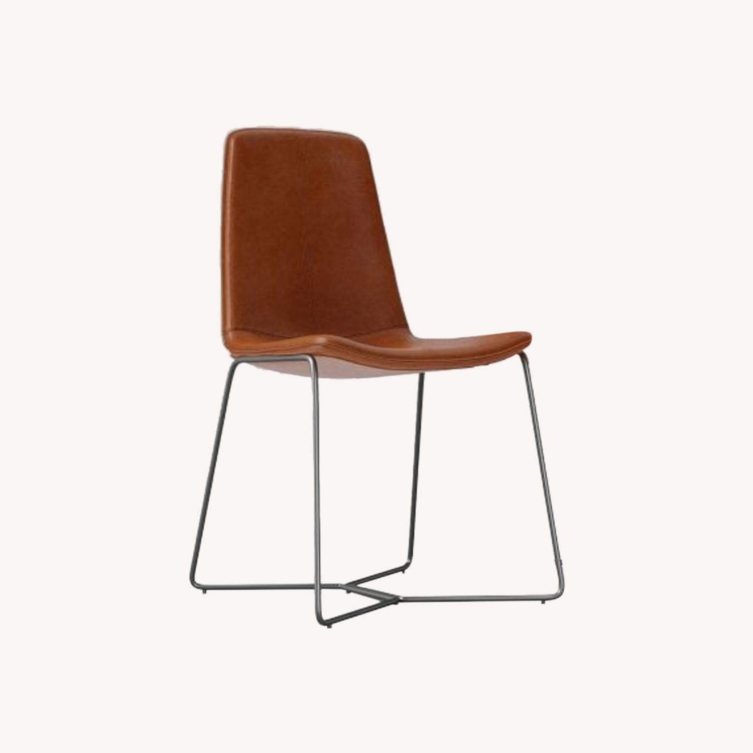 West Elm Slope Leather Dining Chairs - image-0