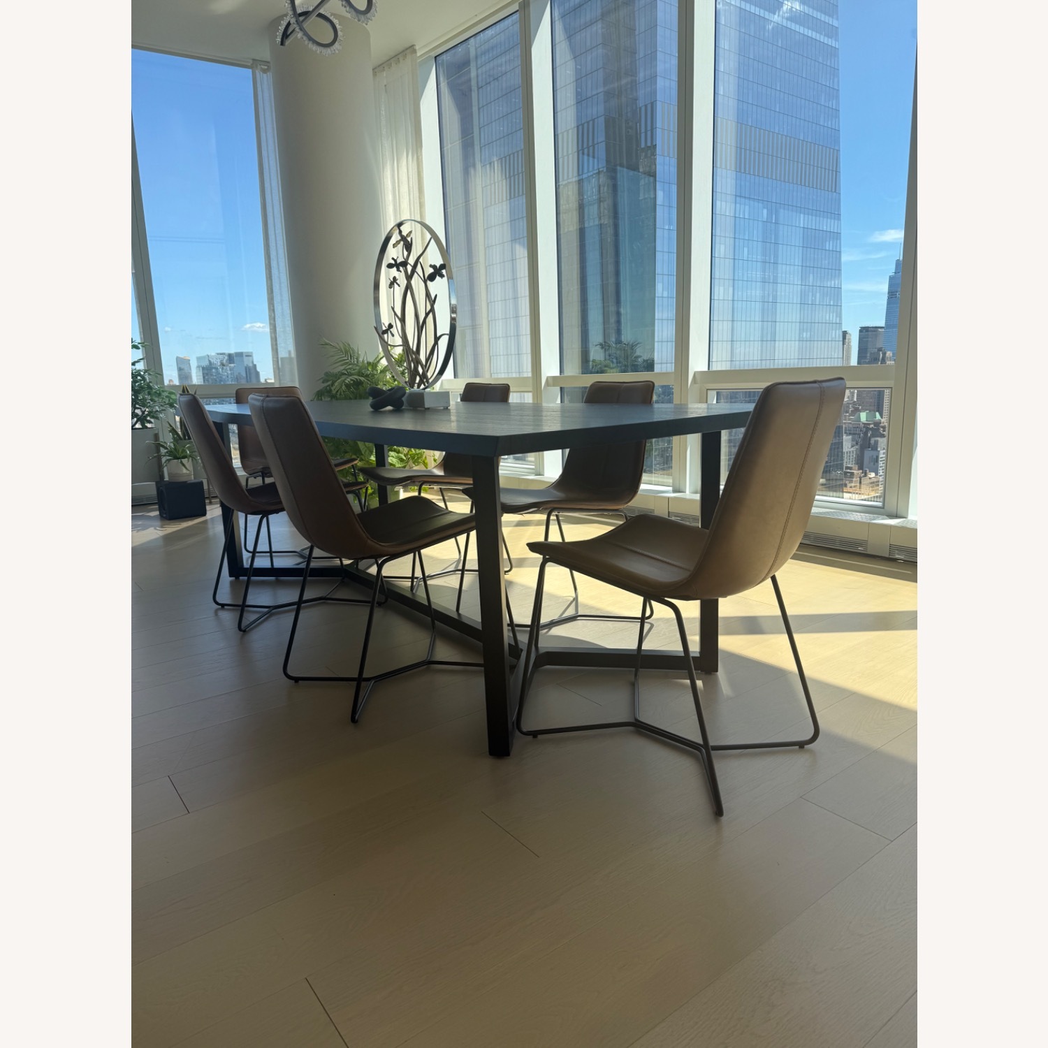 West Elm Slope Leather Dining Chairs - image-4