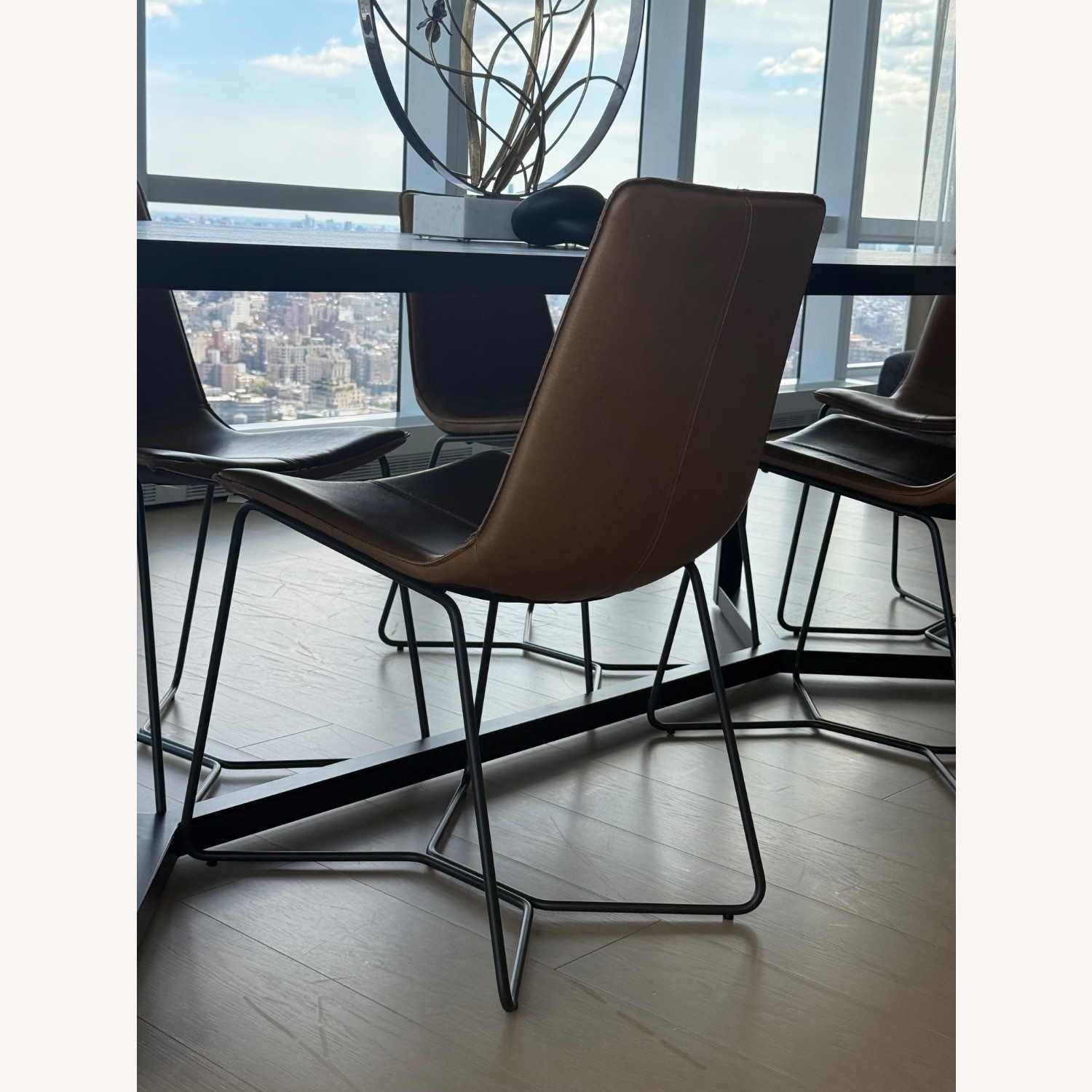 West Elm Slope Leather Dining Chairs - image-2