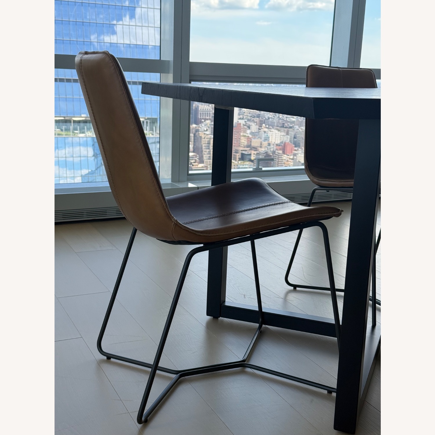 West Elm Slope Leather Dining Chairs - image-1