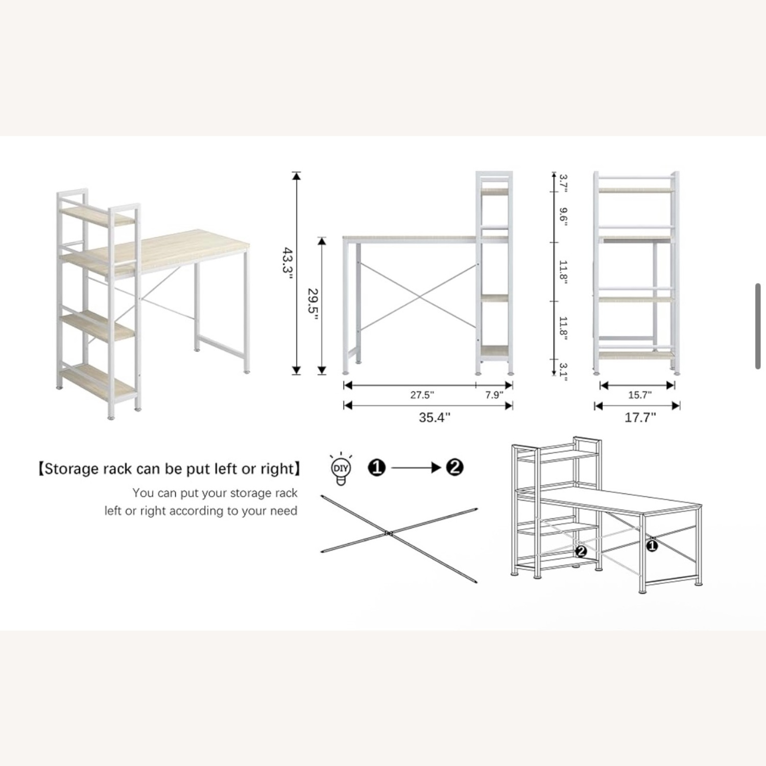 White/Wood Computer Desk - image-1