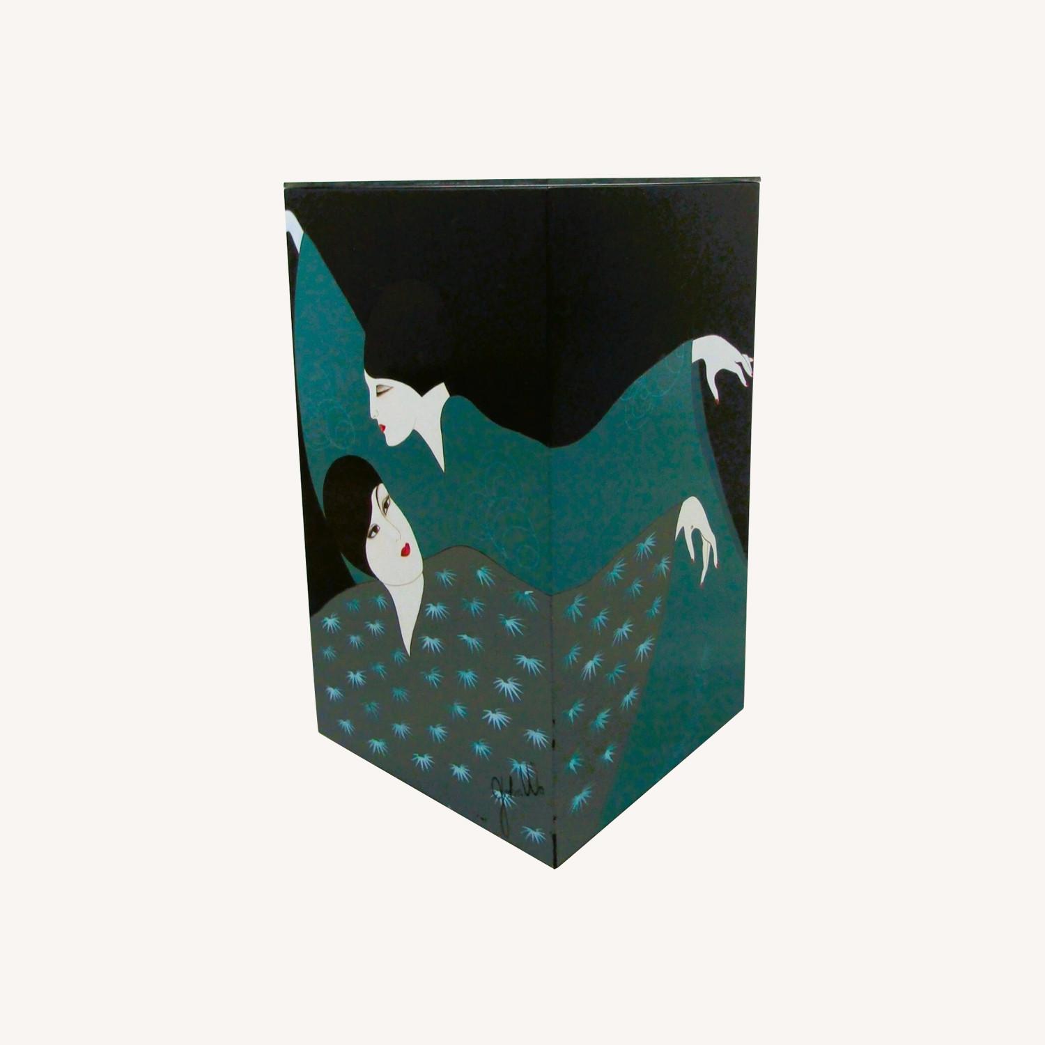 Vintage Asian Art Deco Style Side Table John Wo - image-0