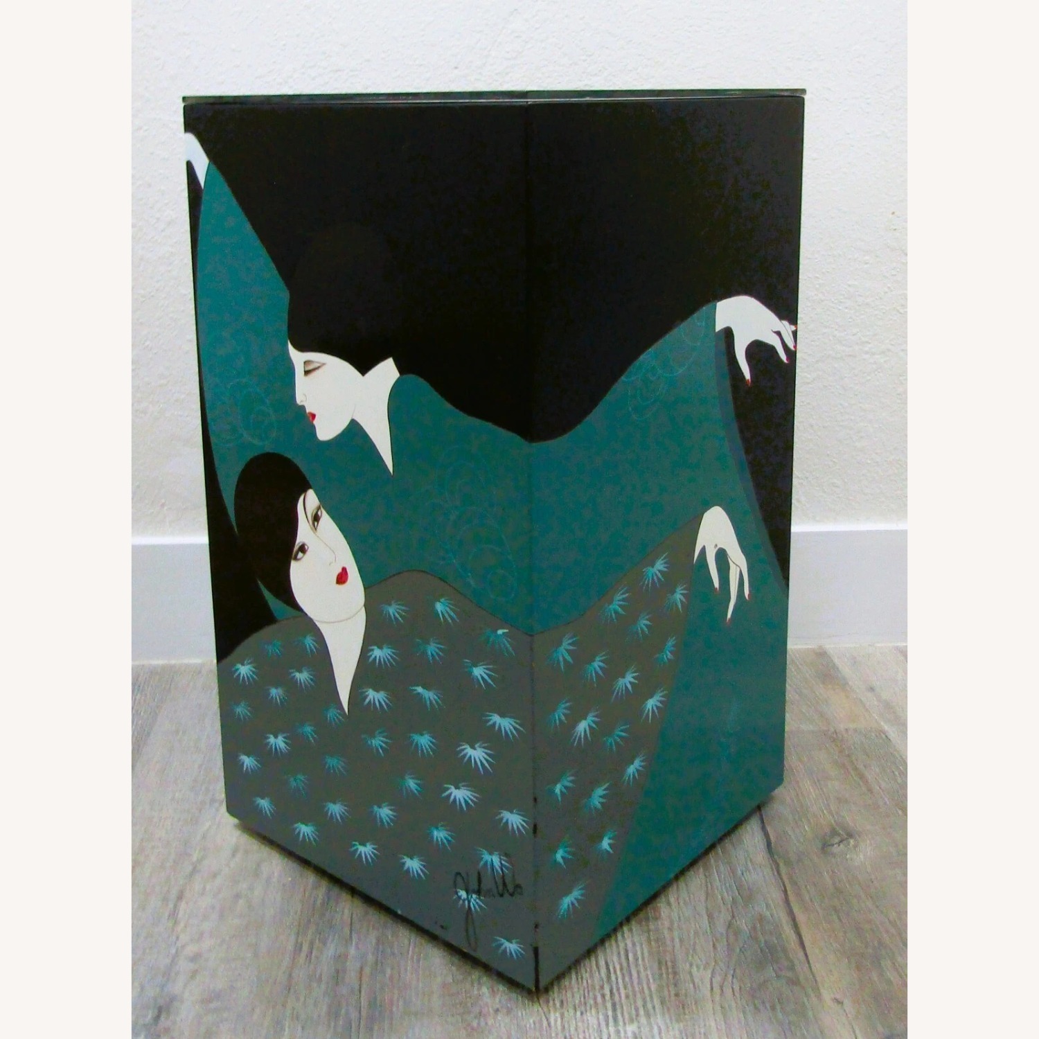 Vintage Asian Art Deco Style Side Table John Wo - image-1