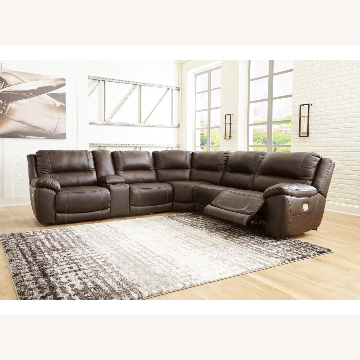 Ashley Dunleith 6 Piece Sectional Leather with Power Recliners - image-10