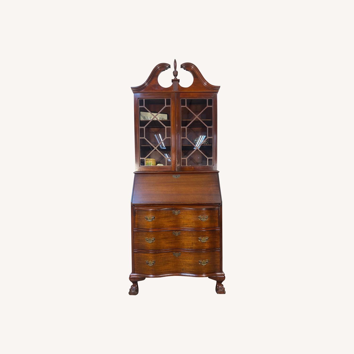 Antique Mahogany Secretary Desk Hutch - image-0