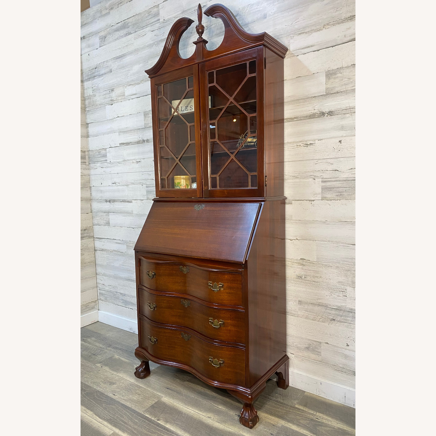 Antique Mahogany Secretary Desk Hutch - image-3