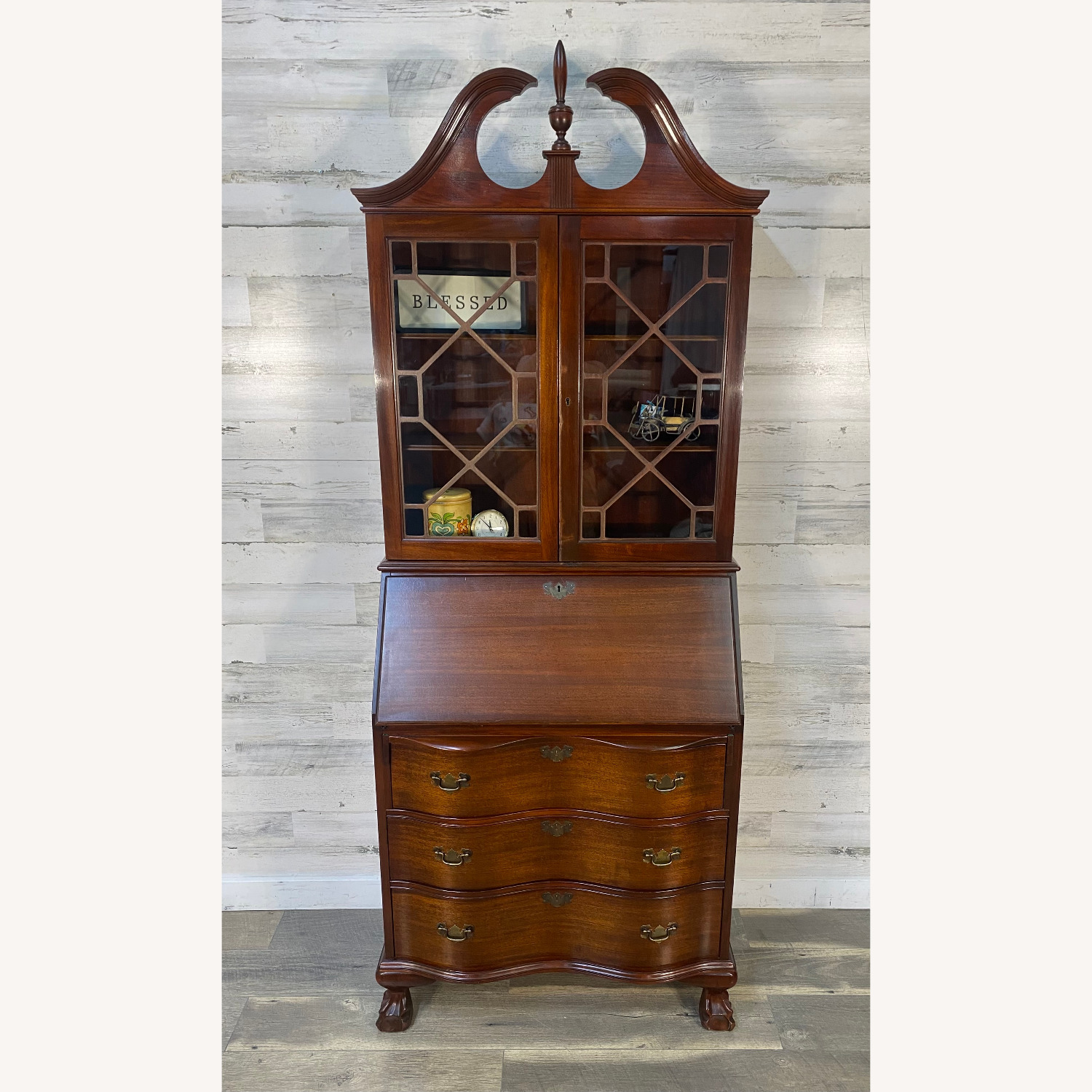 Antique Mahogany Secretary Desk Hutch - image-15