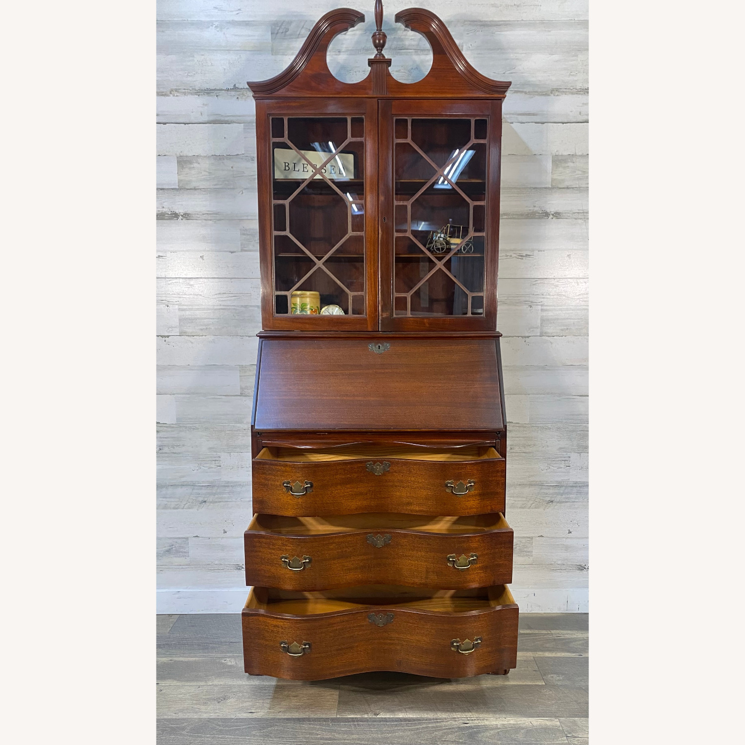 Antique Mahogany Secretary Desk Hutch - image-14