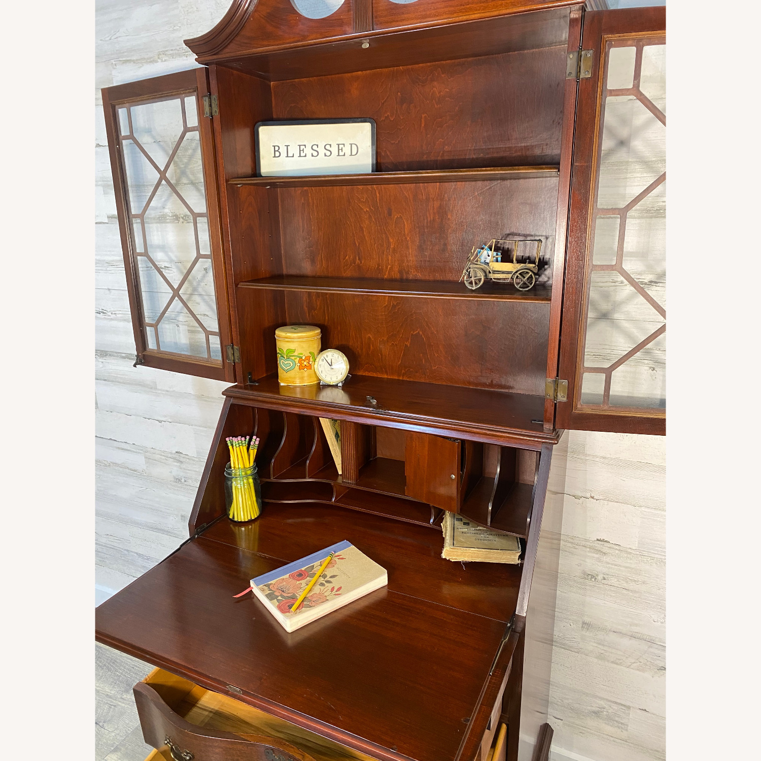 Antique Mahogany Secretary Desk Hutch - image-16