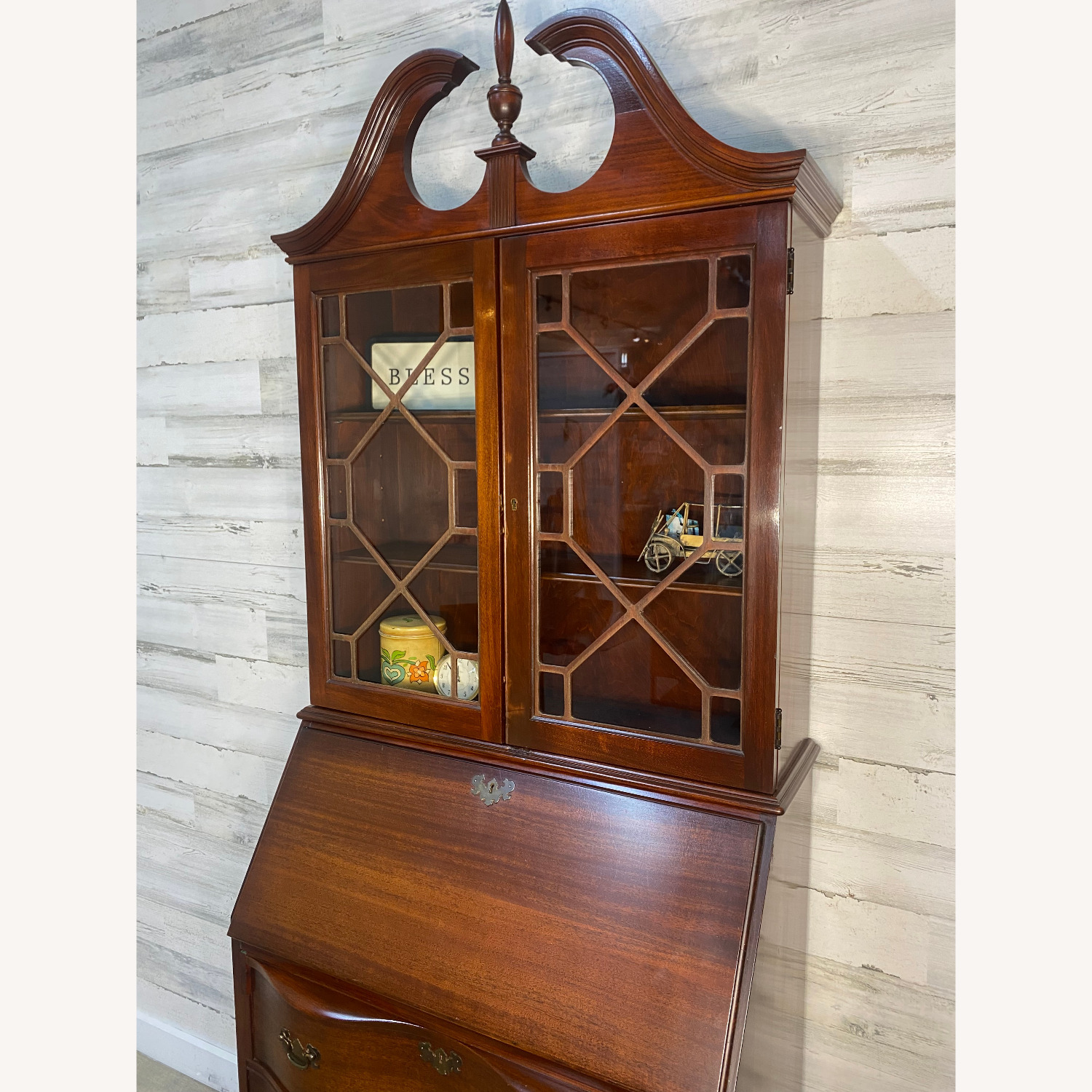 Antique Mahogany Secretary Desk Hutch - image-10