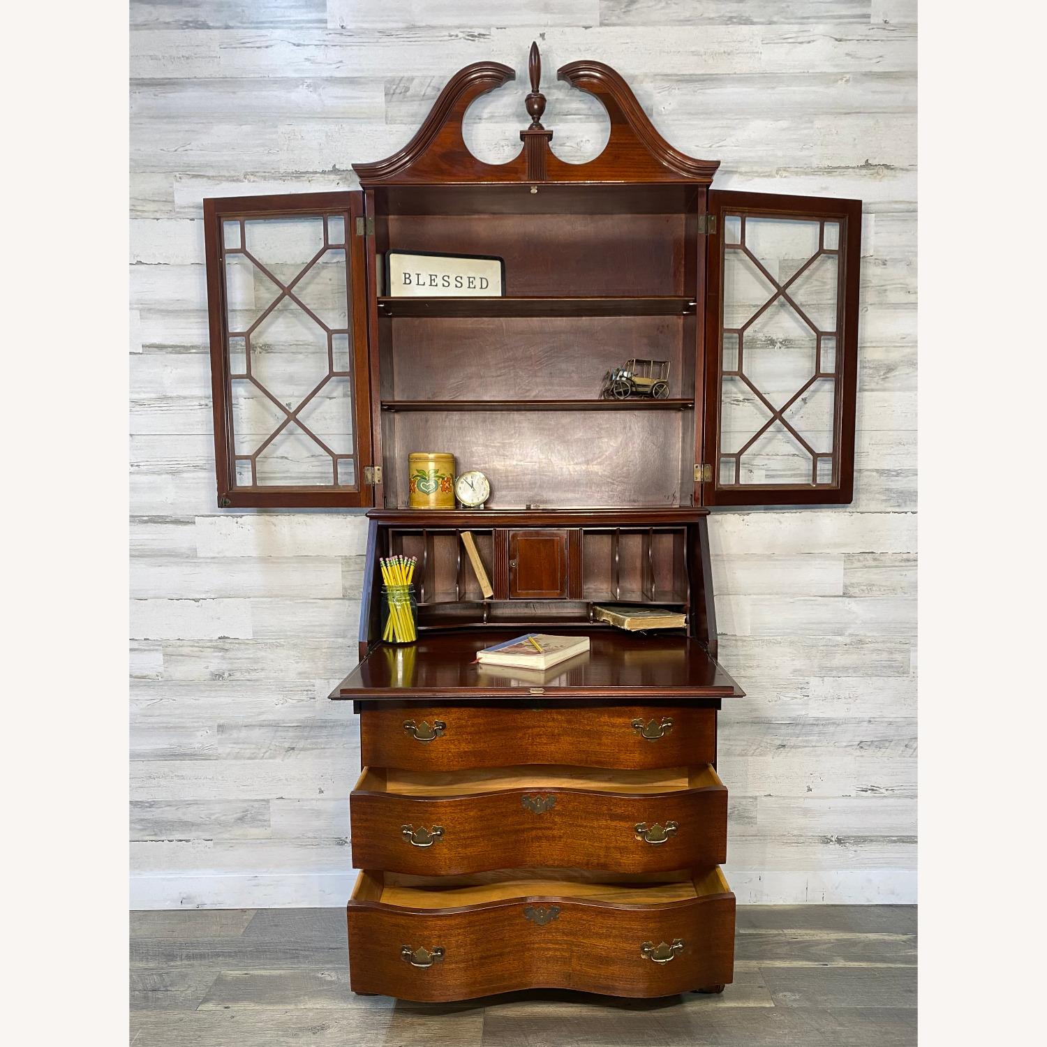 Antique Mahogany Secretary Desk Hutch - image-13