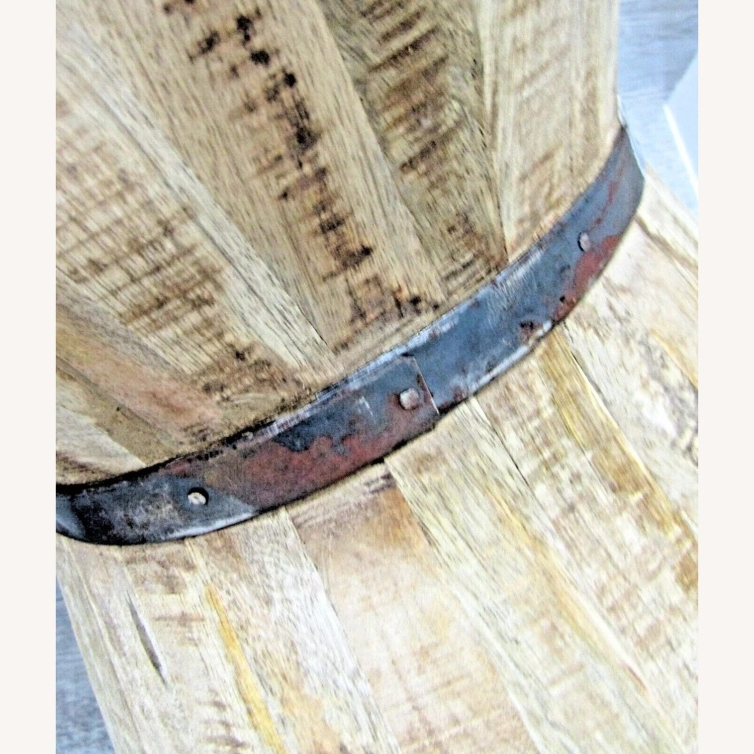 Vintage Rustic Teak Stave Hourglass Side Table - image-7