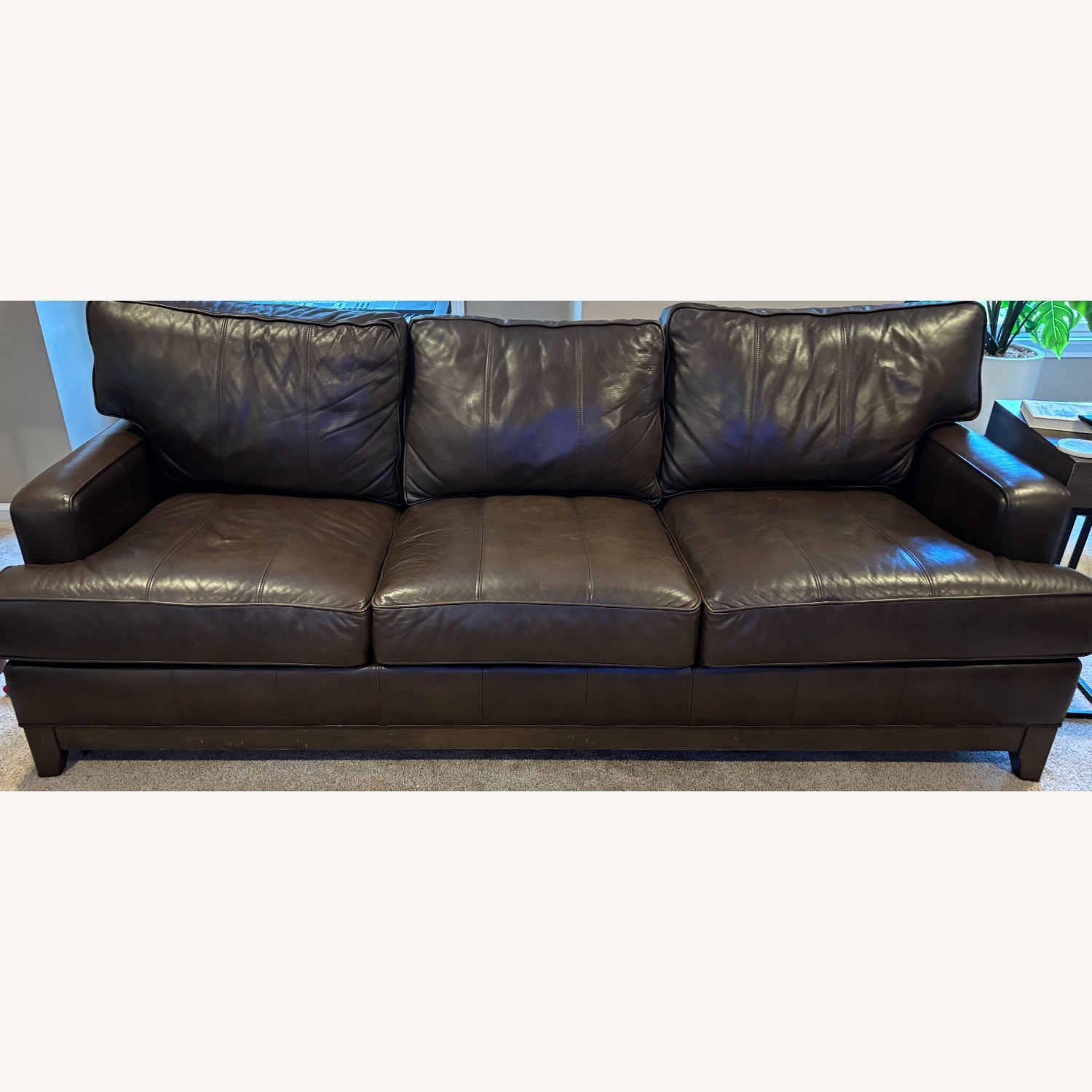 Ethan Allen Leather Couch - image-1