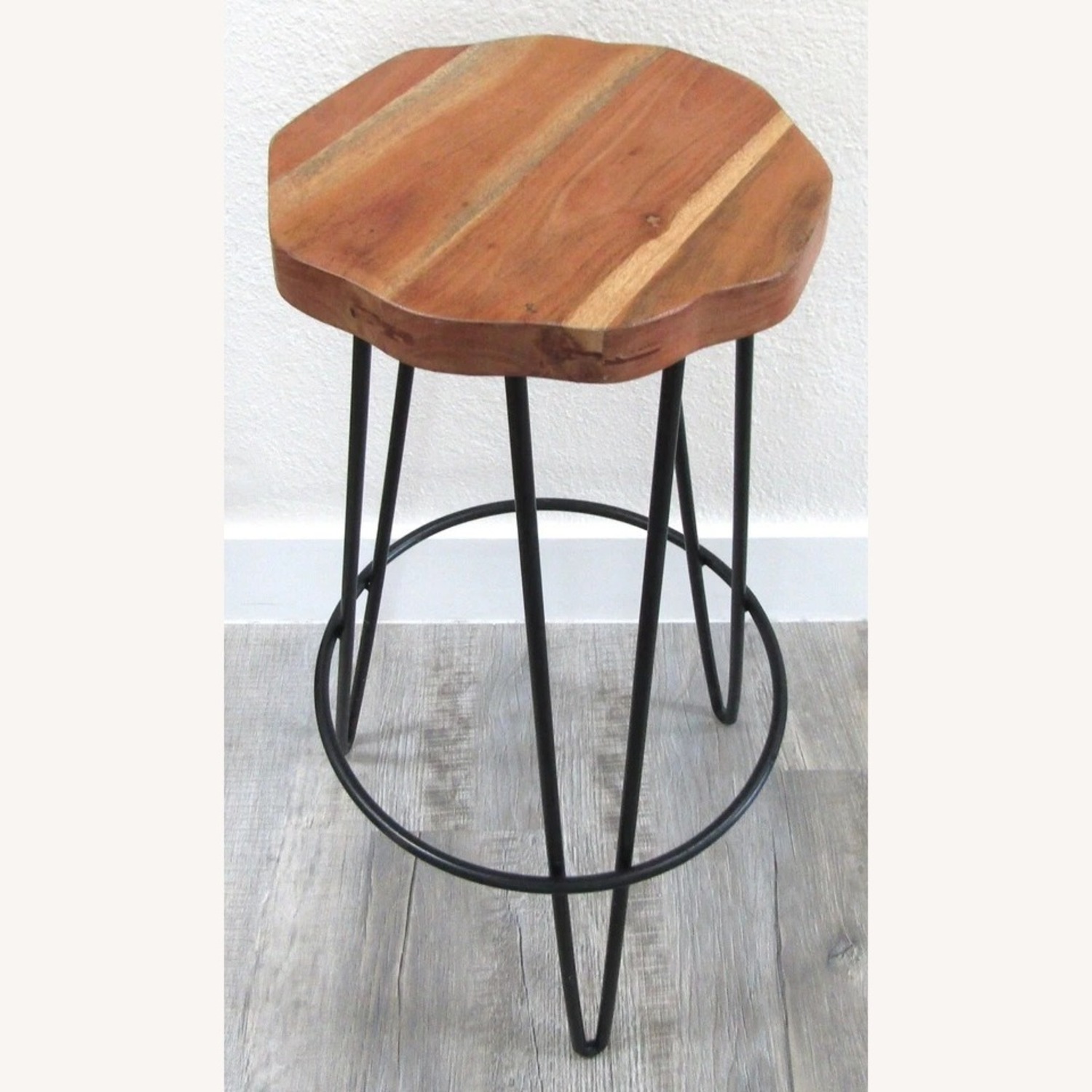 Live Edge Acacia Wood Round Seat Barstool - image-2