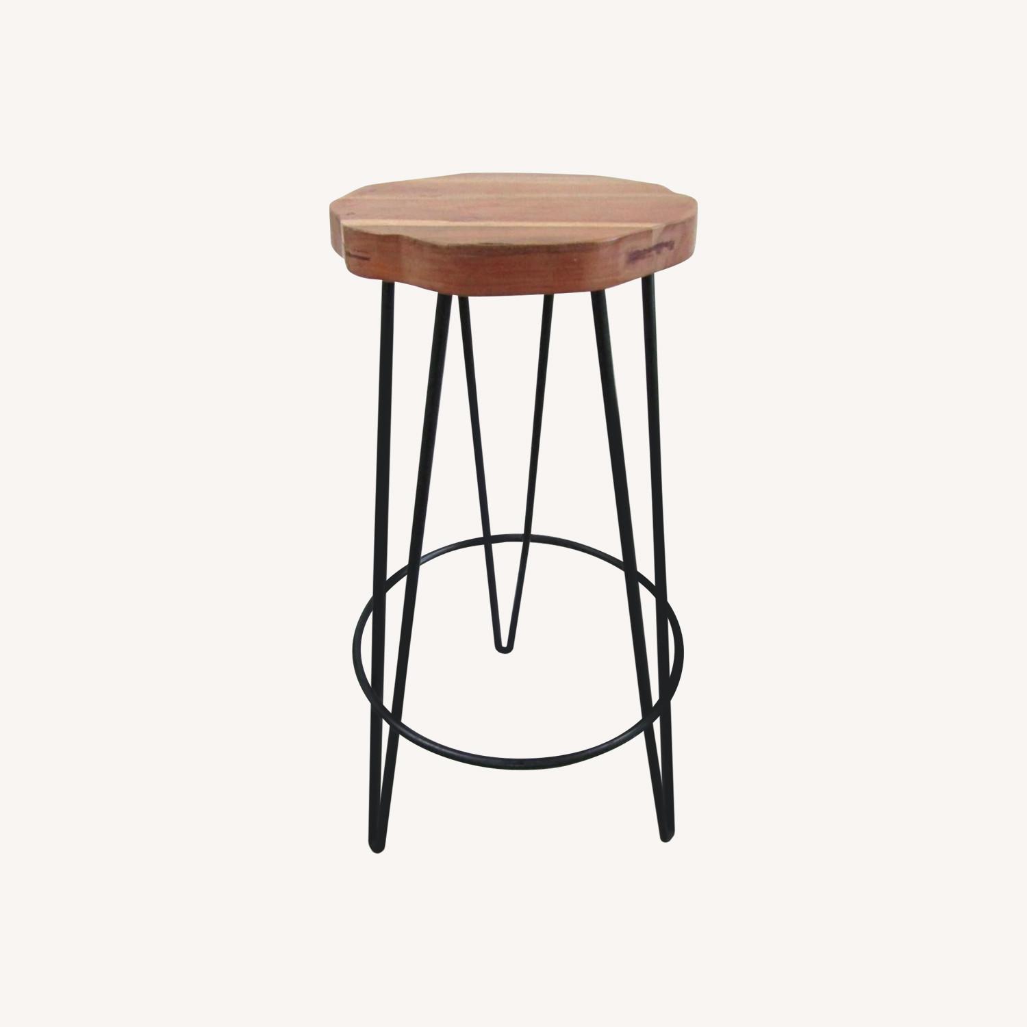 Live Edge Acacia Wood Round Seat Barstool - image-0