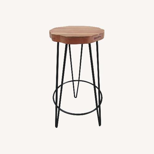 Used Live Edge Acacia Wood Round Seat Barstool for sale on AptDeco