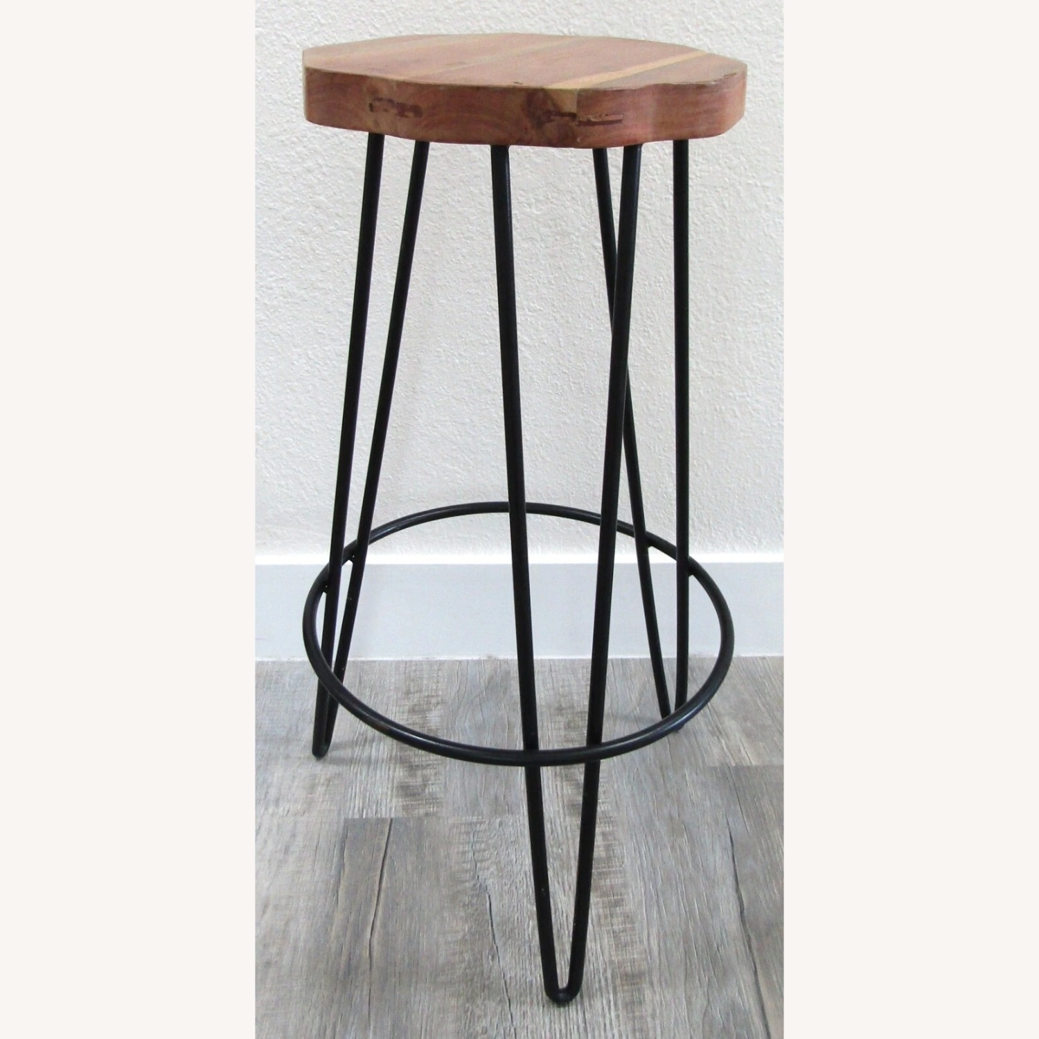 Live Edge Acacia Wood Round Seat Barstool - image-1