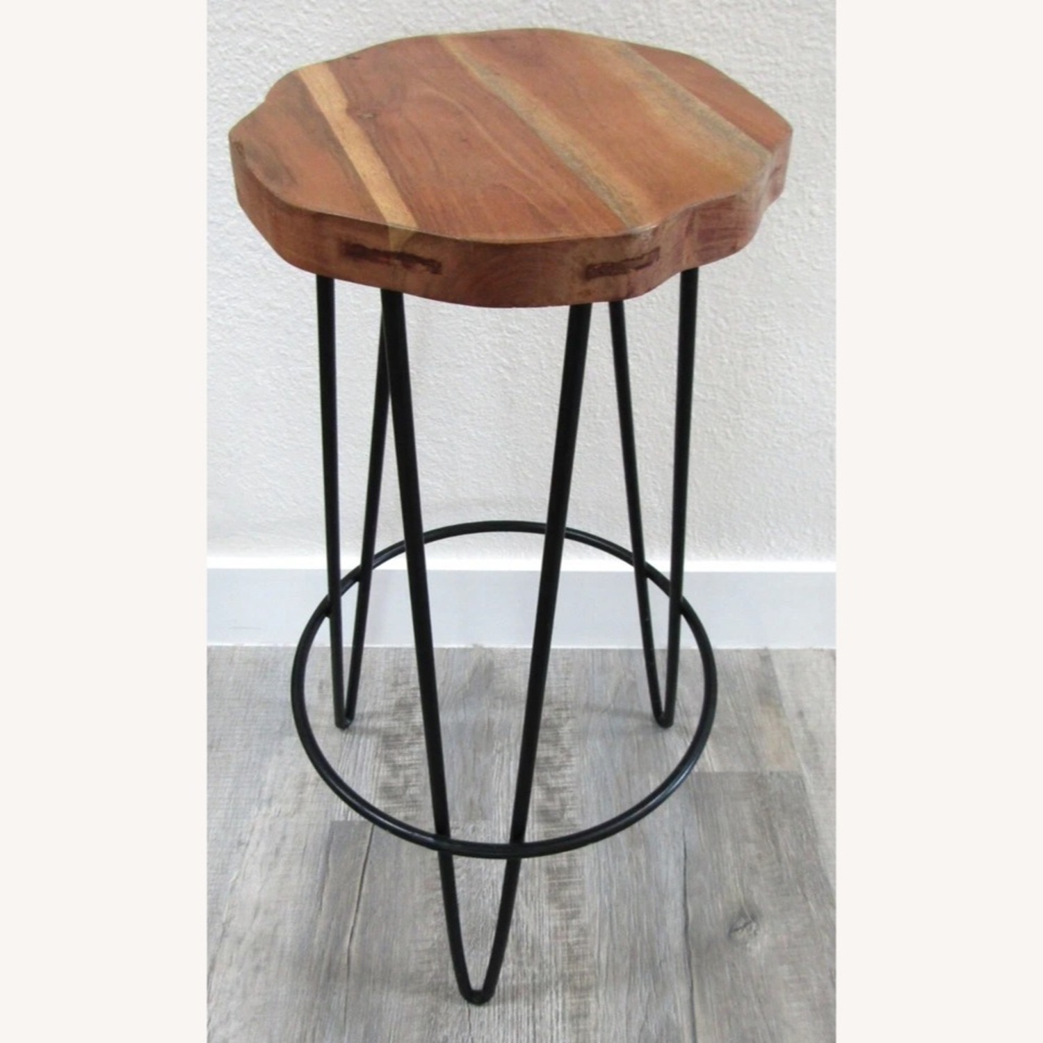 Live Edge Acacia Wood Round Seat Barstool - image-5