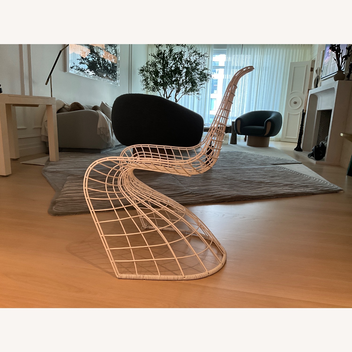 6 Italian Soft White Powder Coated Steel Chairs - image-2